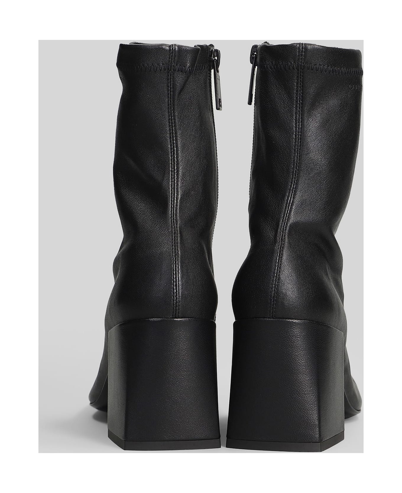 Courrèges High Heels Ankle Boots In Black Leather - black