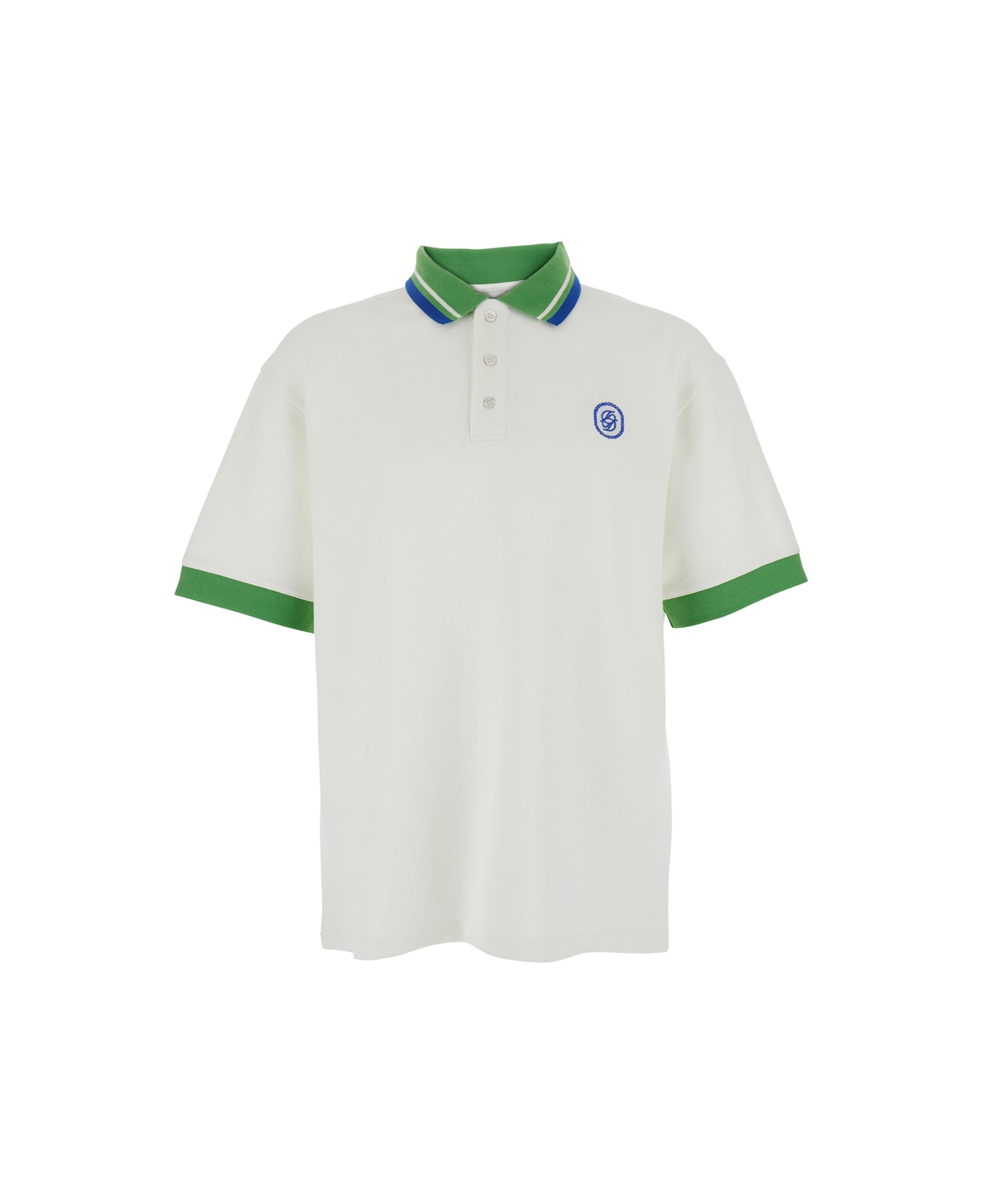 Drôle de Monsieur 
le Polo Piqué Tresse
 White Polo Shirt With Classic Collar And Logo Embroidery On The Front In Cotton Man - White