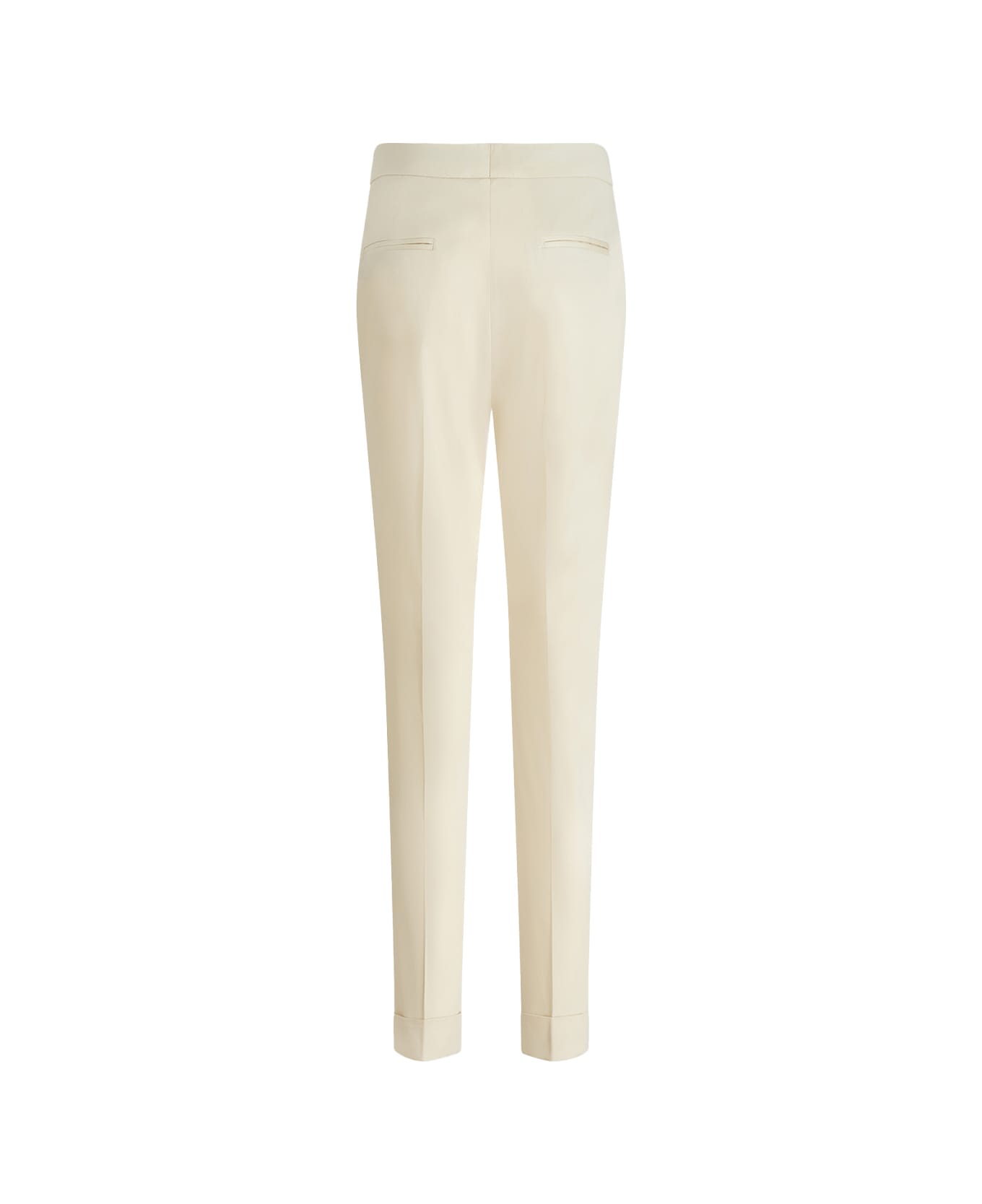 Etro Cropped Stretch Trousers In White - White ボトムス