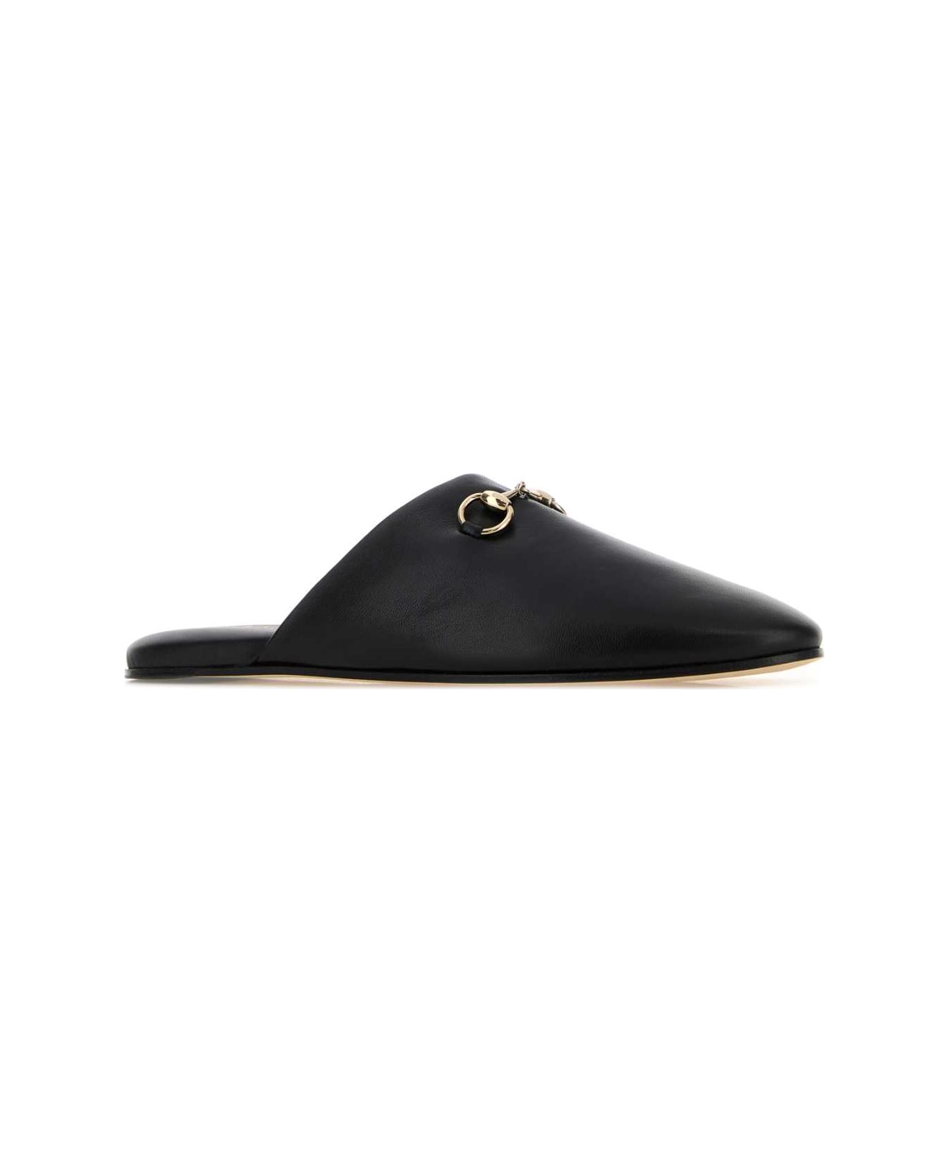 Gucci Black Nappa Leather Slippers - NERO