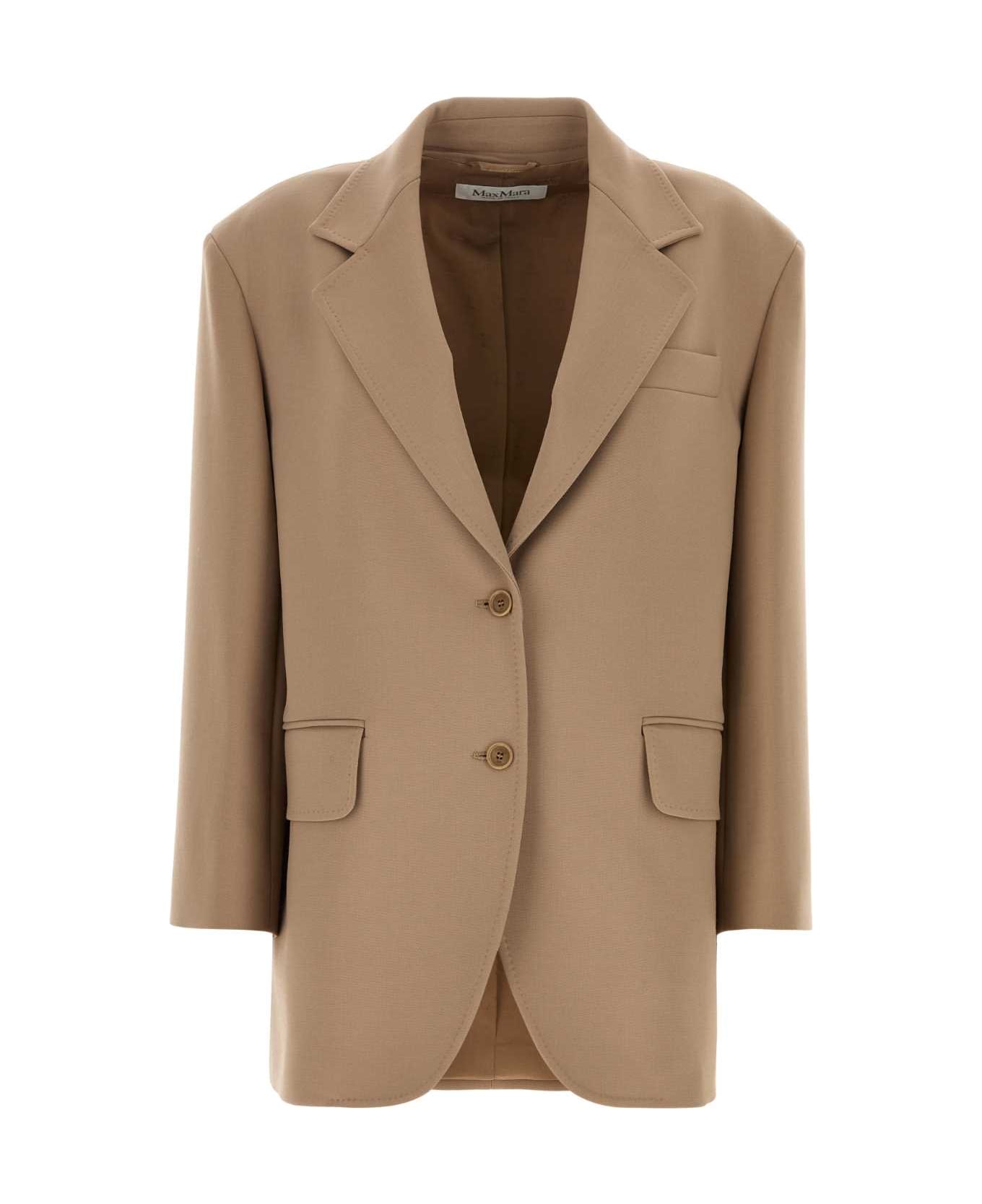 Max Mara Khaki Stretch Wool Blazer - BLU MARINO