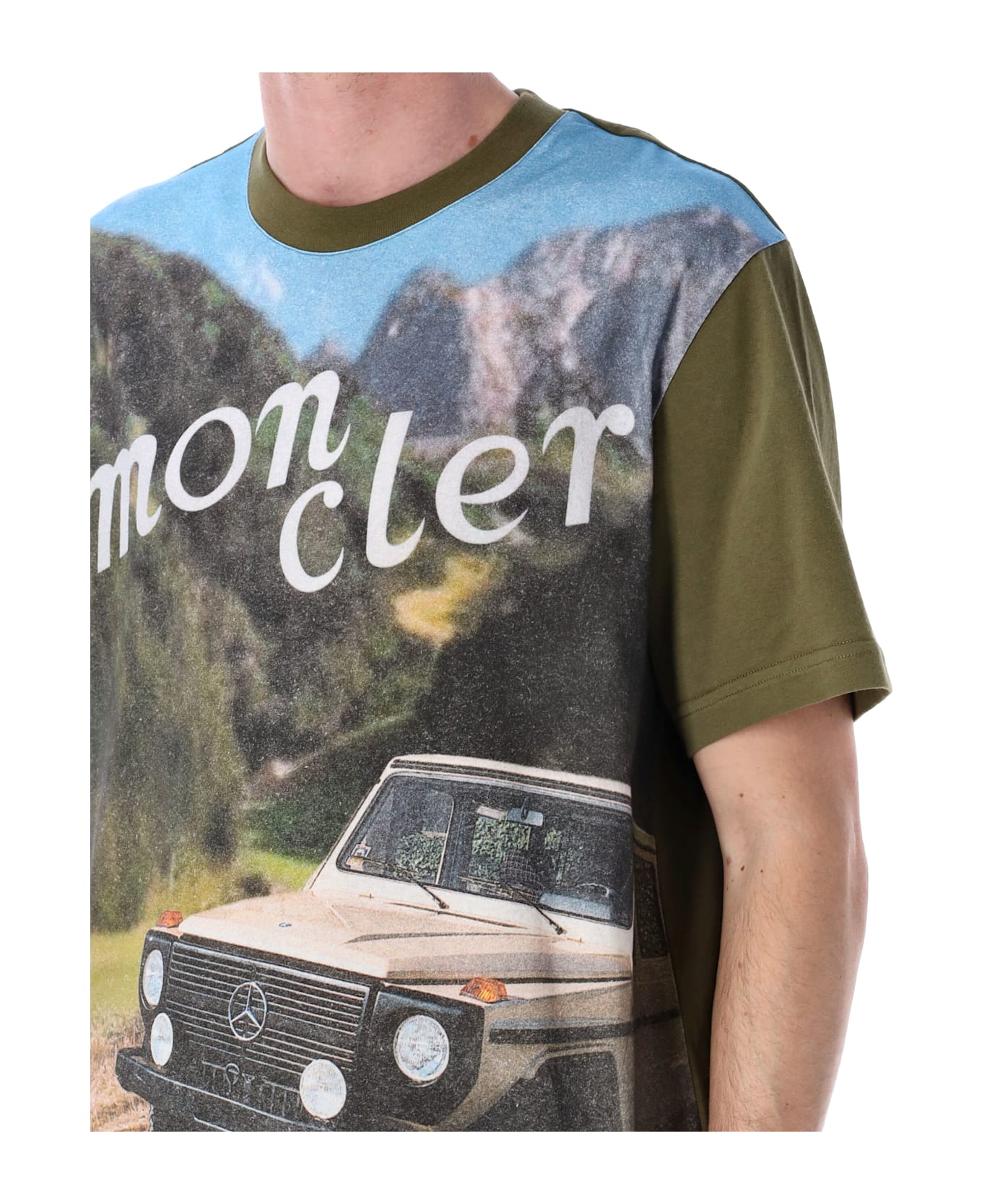 Moncler Genius Printed Cotton T-shirt - OLIVE GREEN
