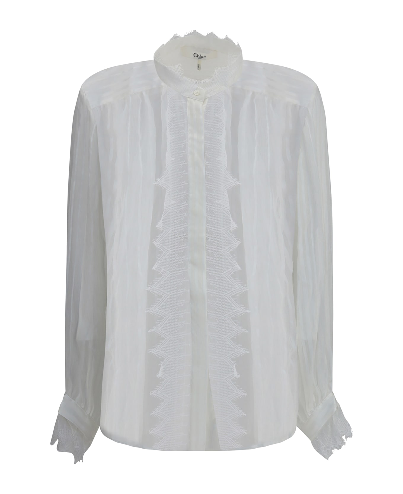 Chloé Ruffled Silk Muslin And Lace Blouse