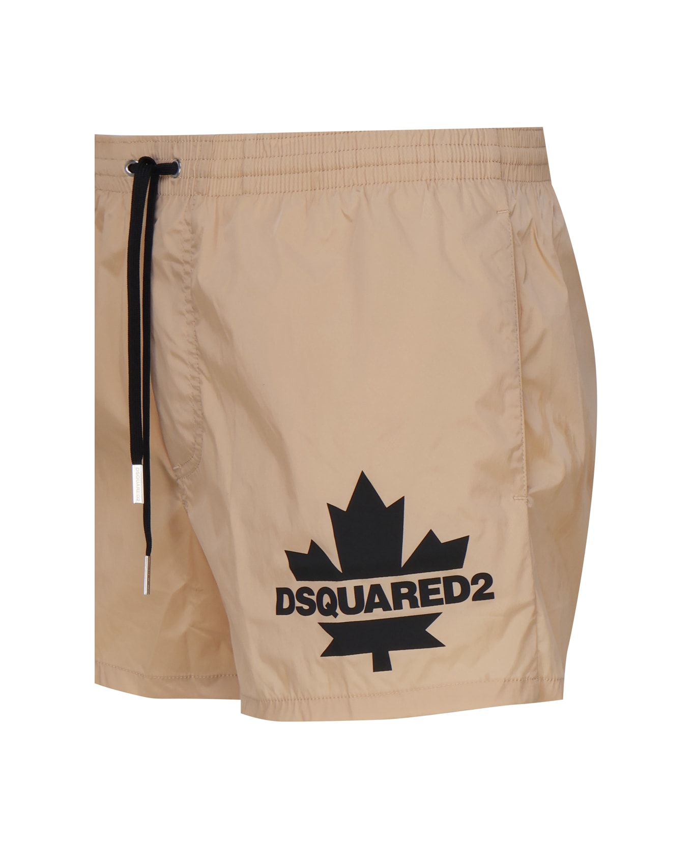 Dsquared2 Swim Shorts With Contrasting Color Logo - Beige Black 水着
