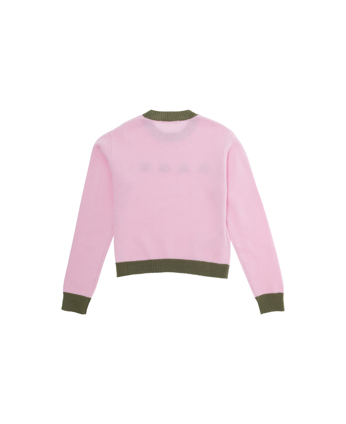 Marni Pink Sweater With Contrasting Logo In Wool And Cashmere Girl - Pink