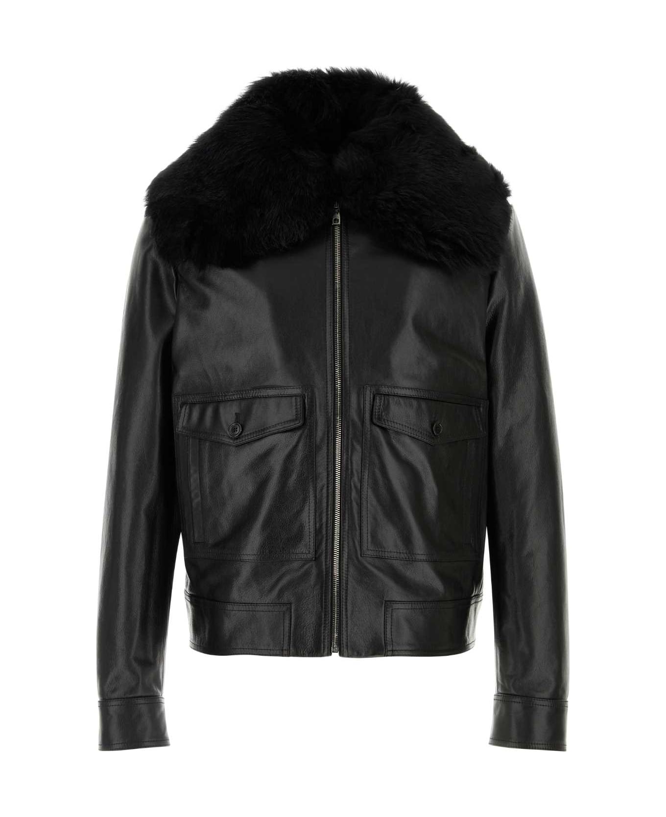 Dolce & Gabbana Black Leather Jacket - NERO