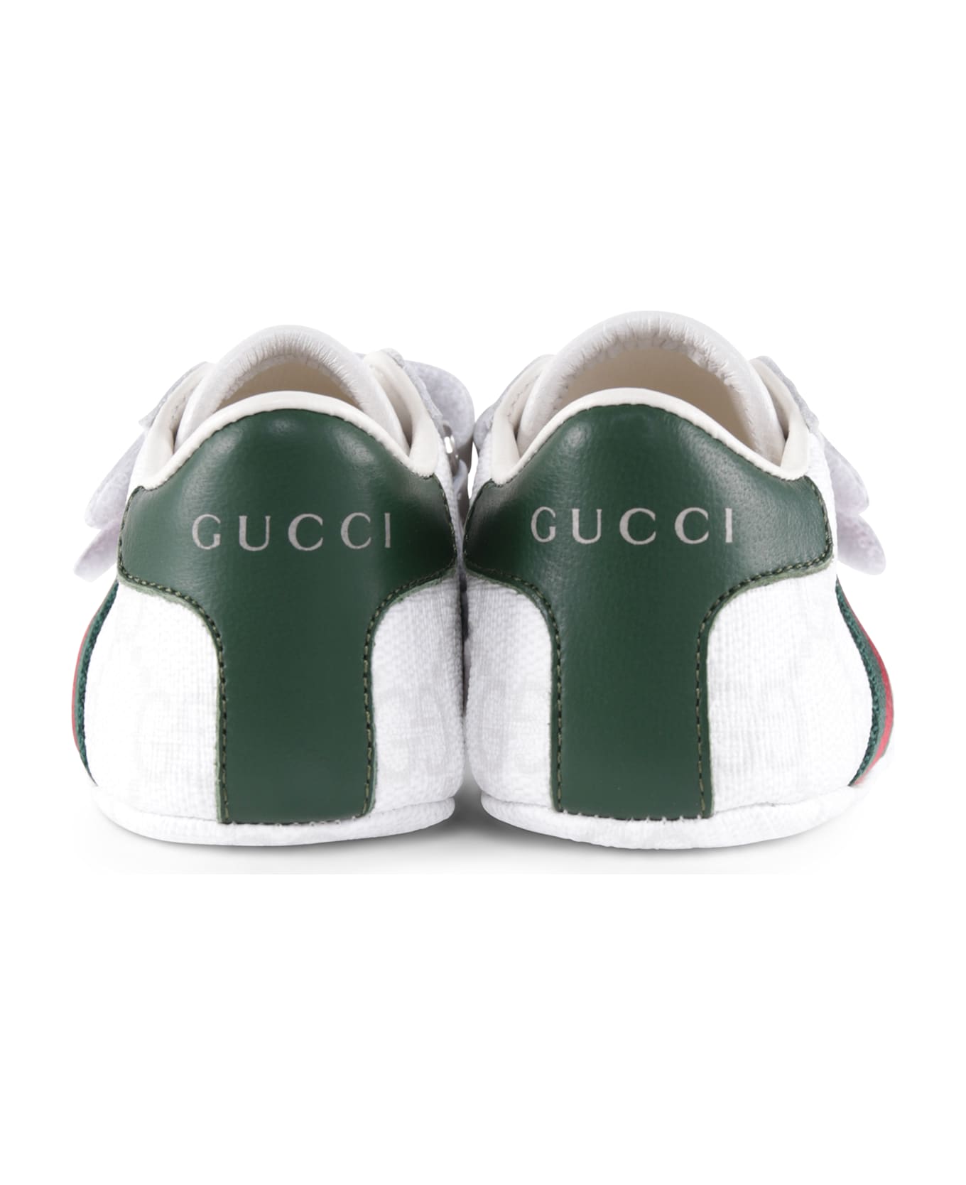 Gucci White Ace Sneakers For Babykids With Web Detail - White