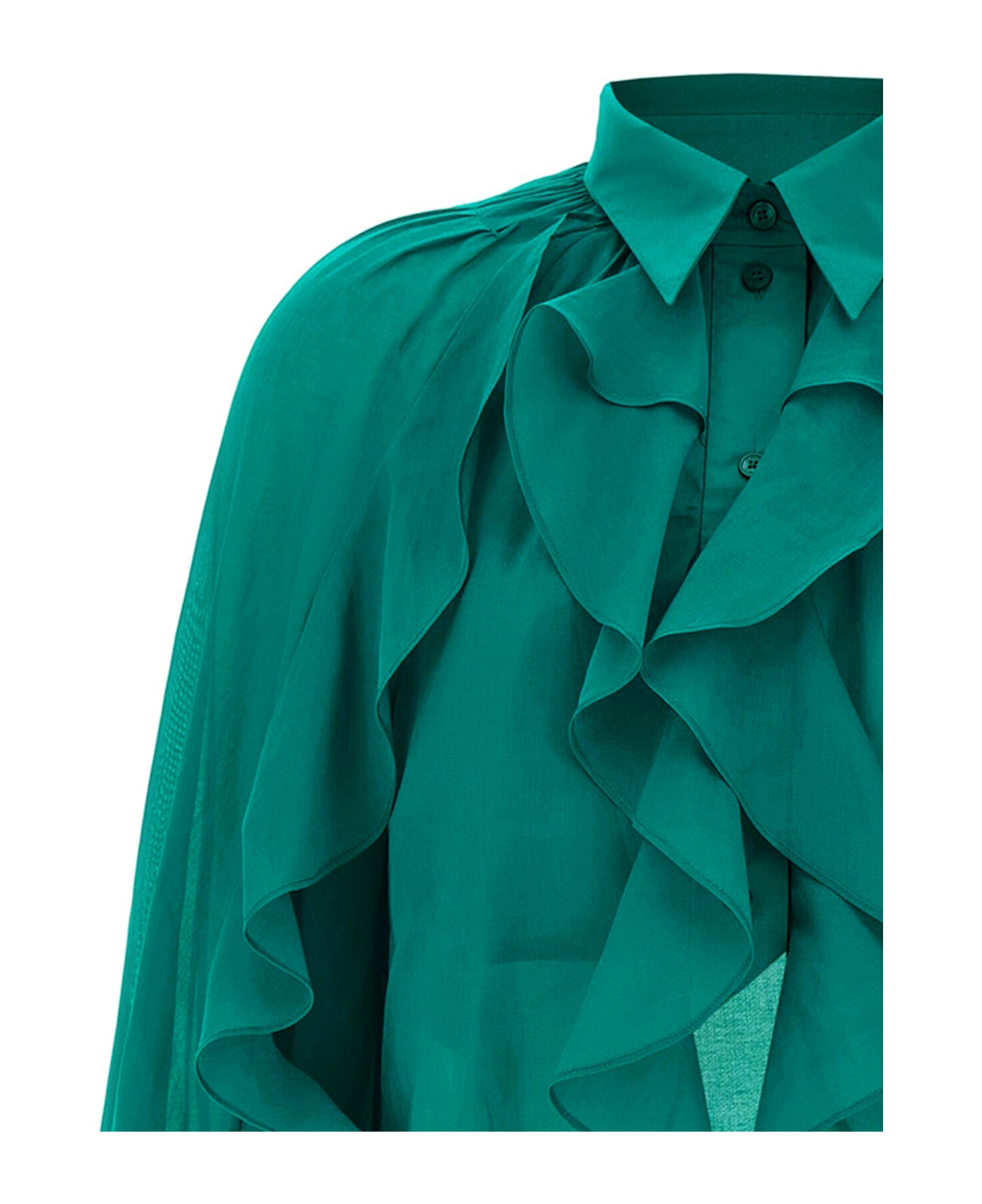 Alberta Ferretti Ruffled Shirt And Ruffles - Green