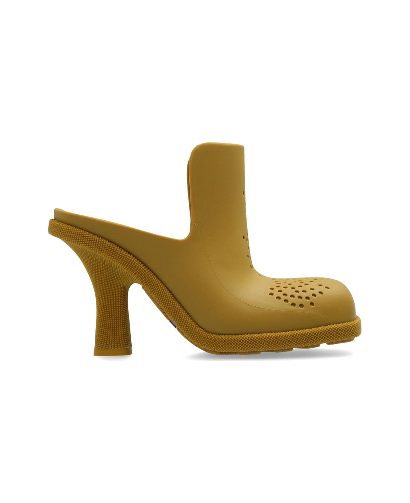 Burberry Highland Perforated Detailed Mules - YELLOW