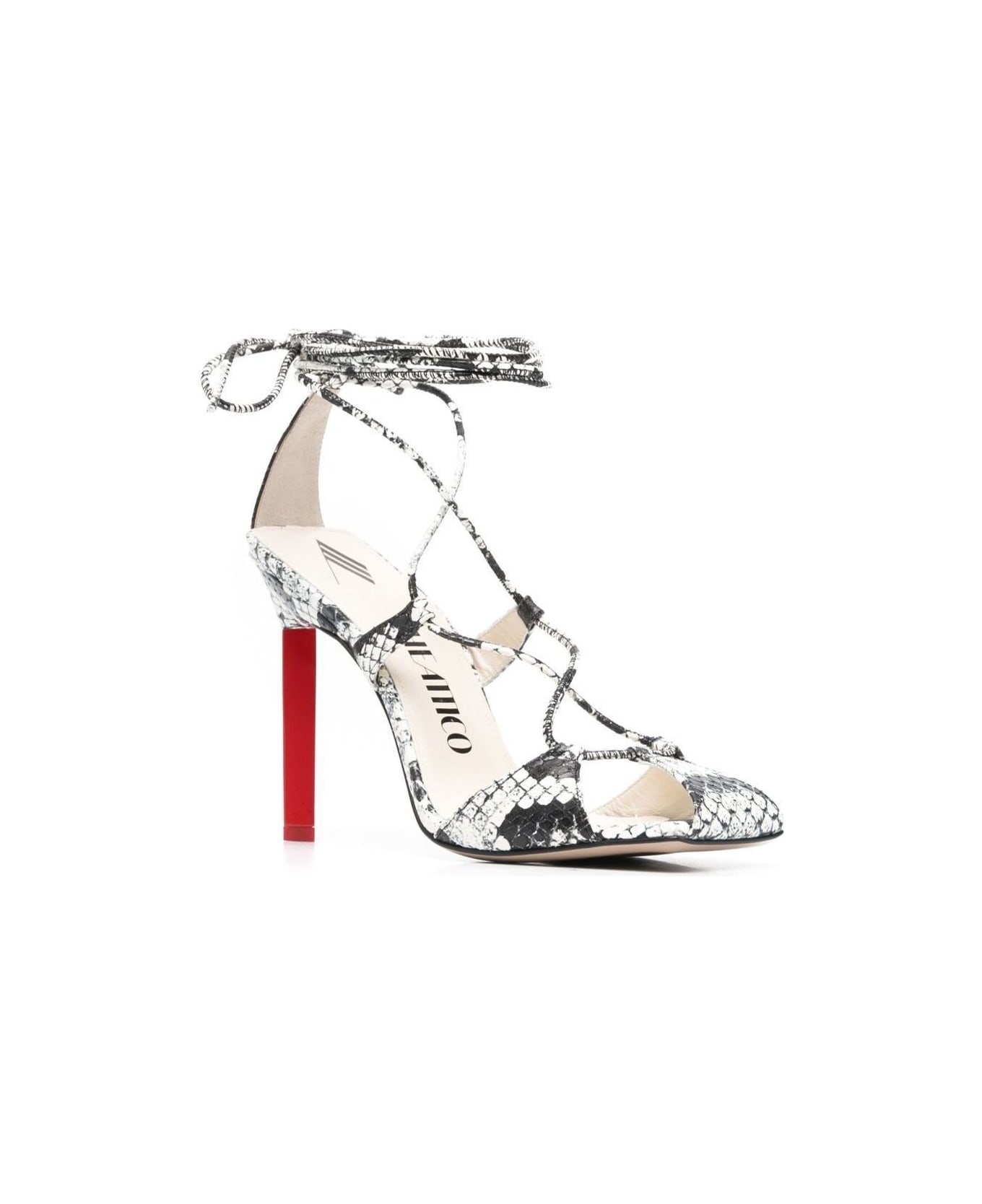 The Attico Adele Snakeskin-print Sandals In Black And White Leather Woman - Multicolor