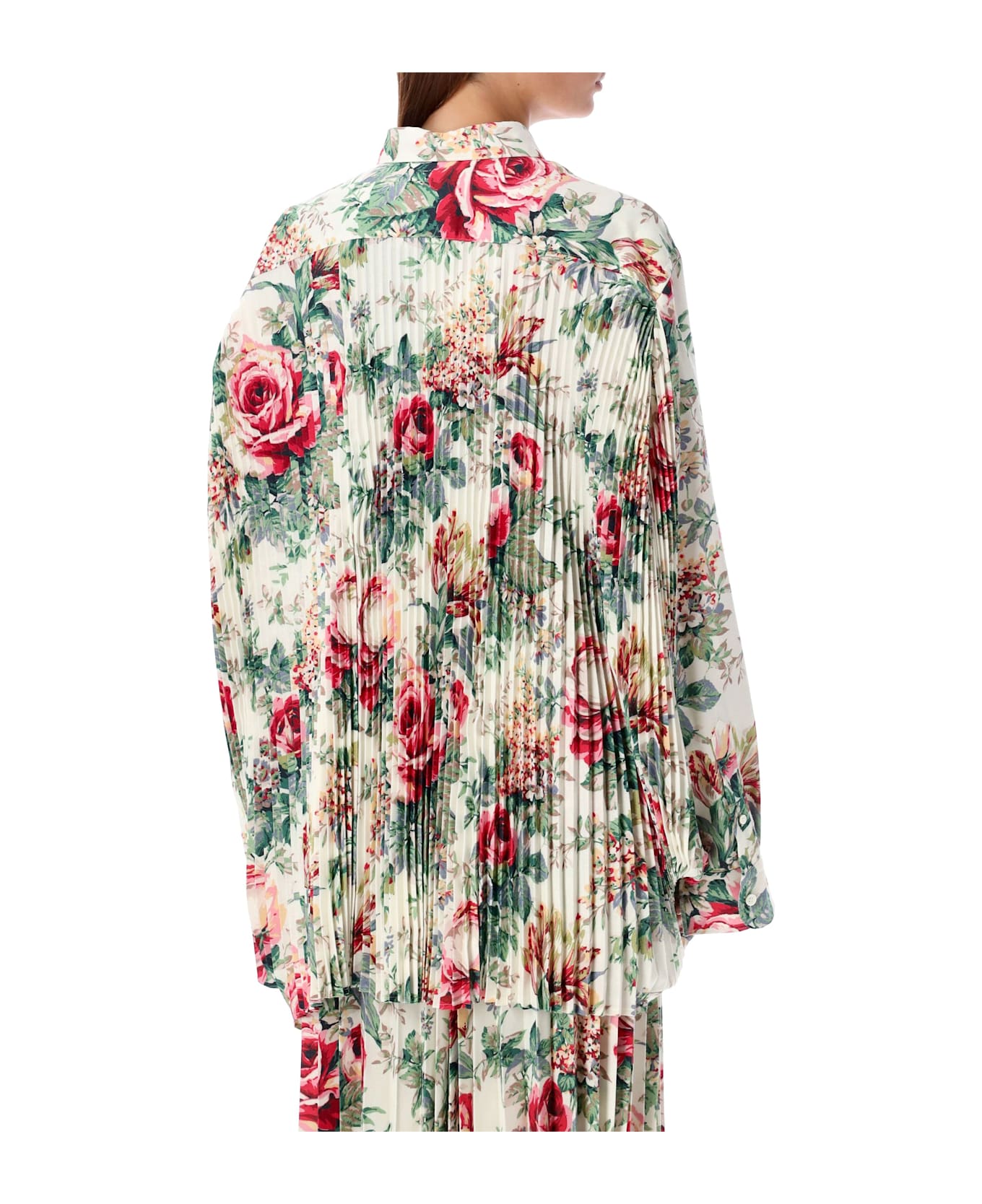 Junya Watanabe Floral Print Oversized Button-up Shirt - OFF WHTE/PINK