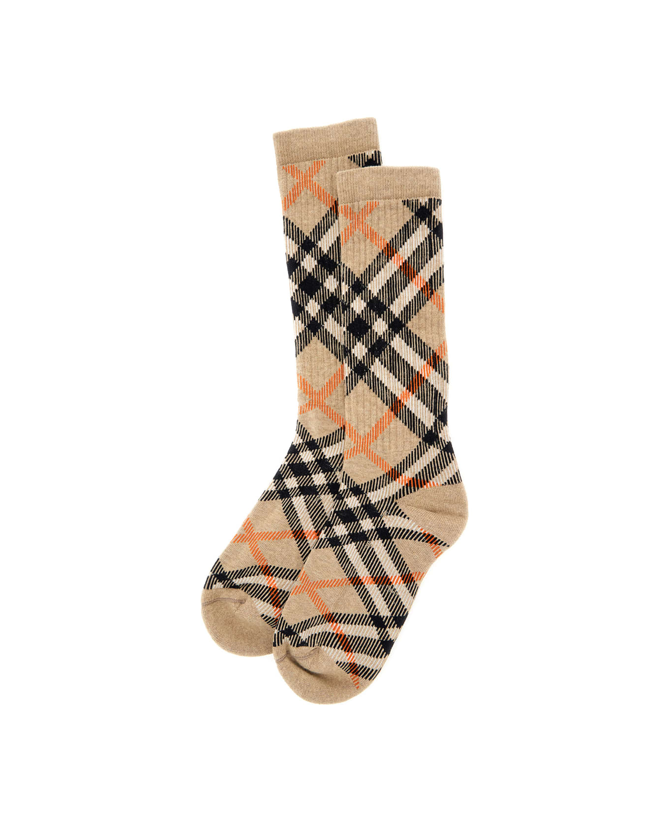 Burberry Embroidered Stretch Cotton Blend Socks - SAND