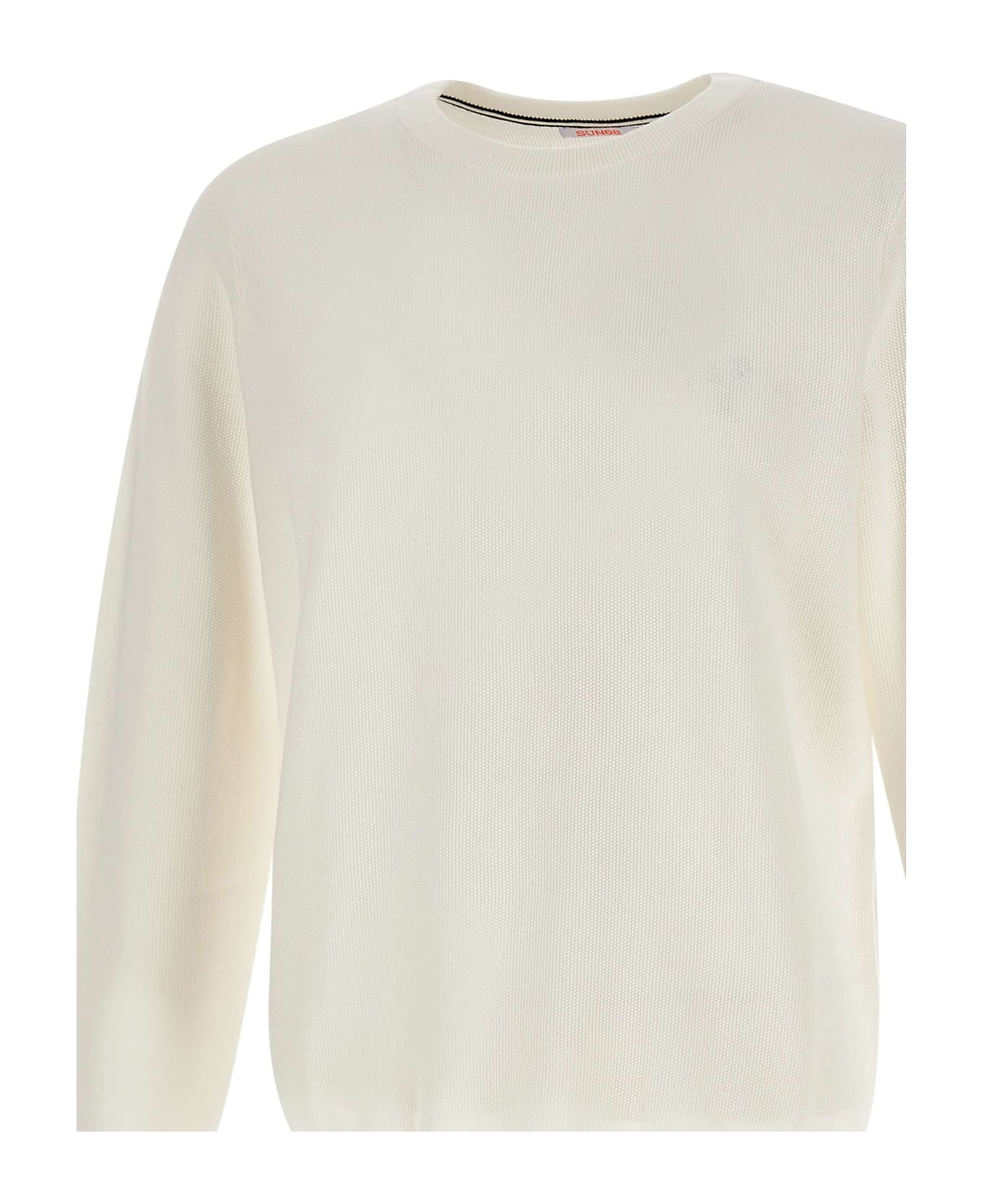 Sun 68 "round Vintage" Cotton Sweater - WHITE