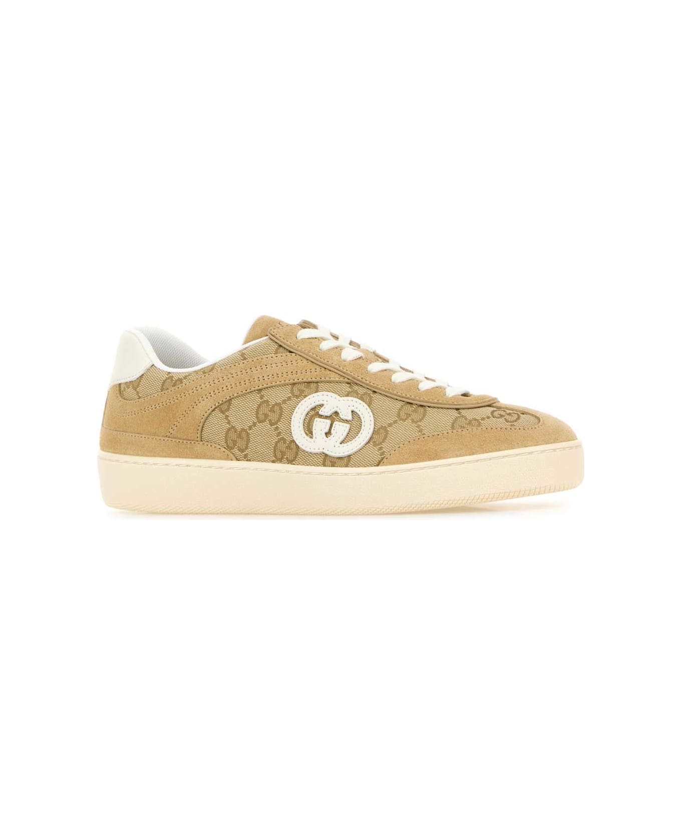 Gucci Gg Fabric And Suede G75 Sneakers - GOLD
