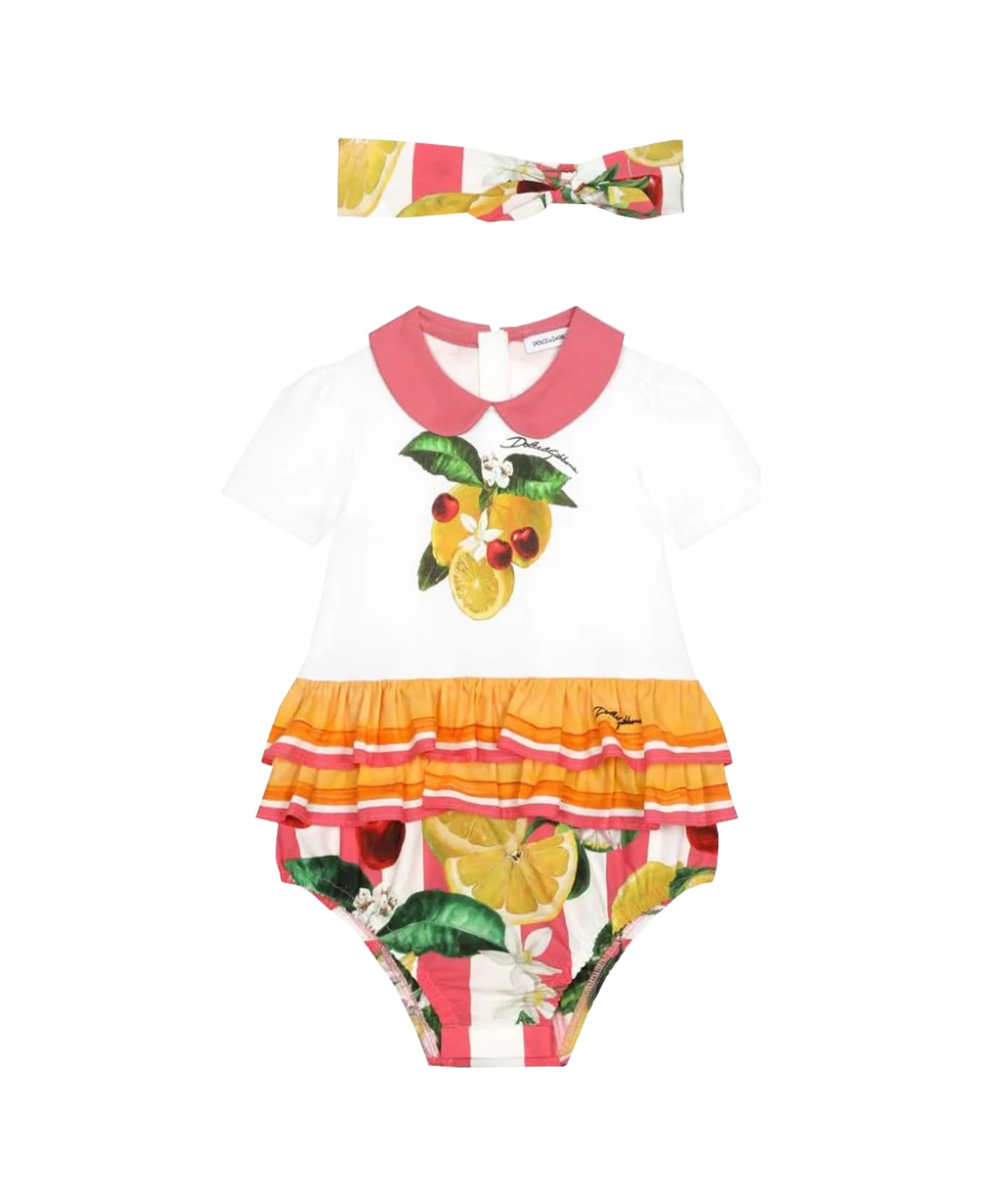 Dolce embroidered & Gabbana Romper And Headband Set - Rose