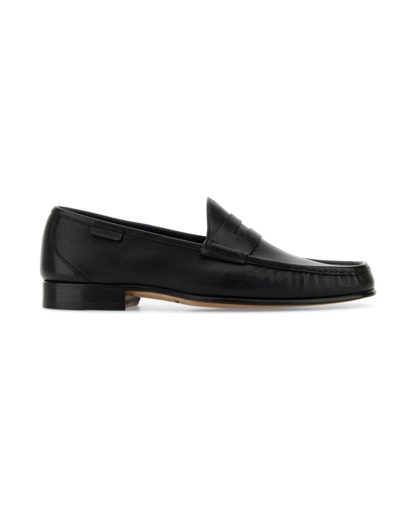 Tom Ford Black Leather Loafers - BLACK