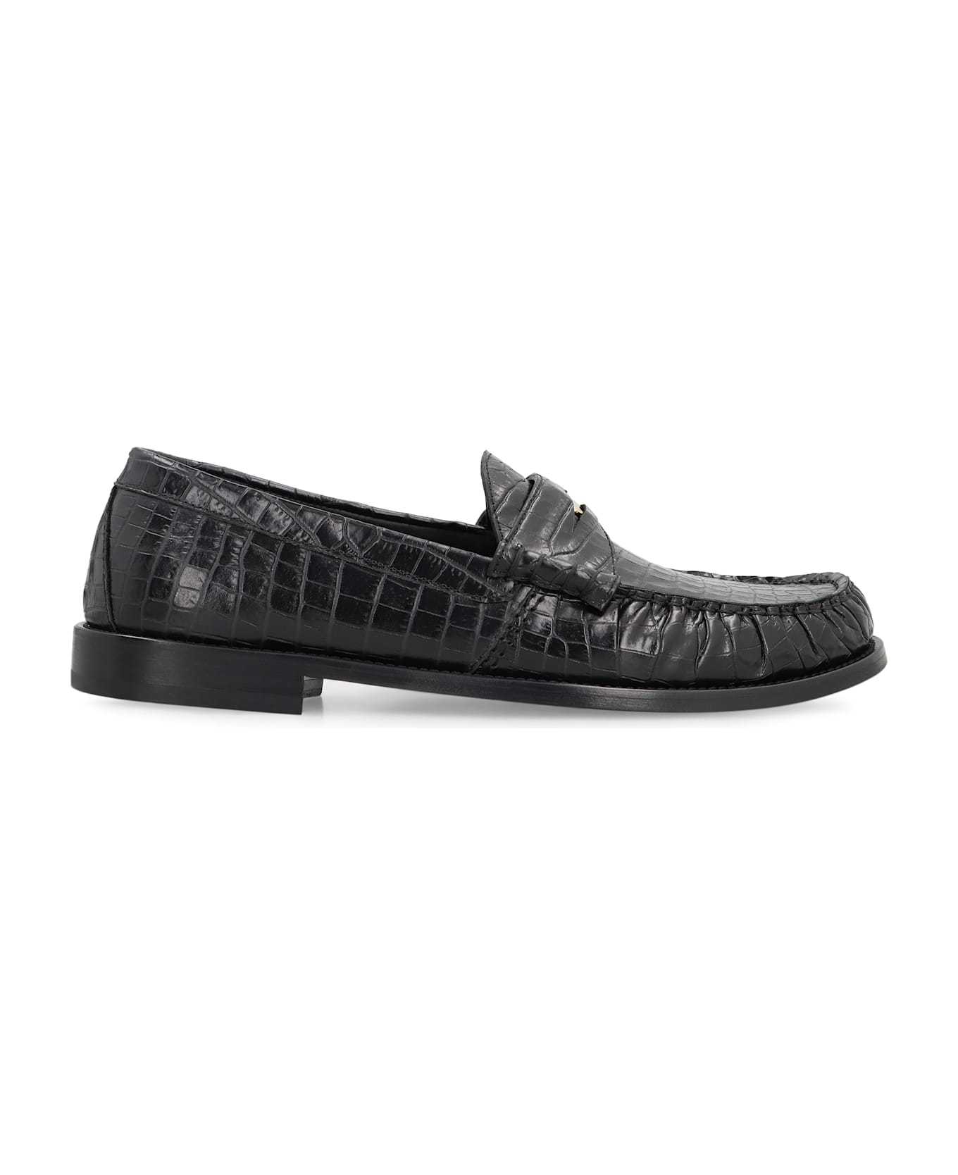 Rhude Printed Leather Loafers - black