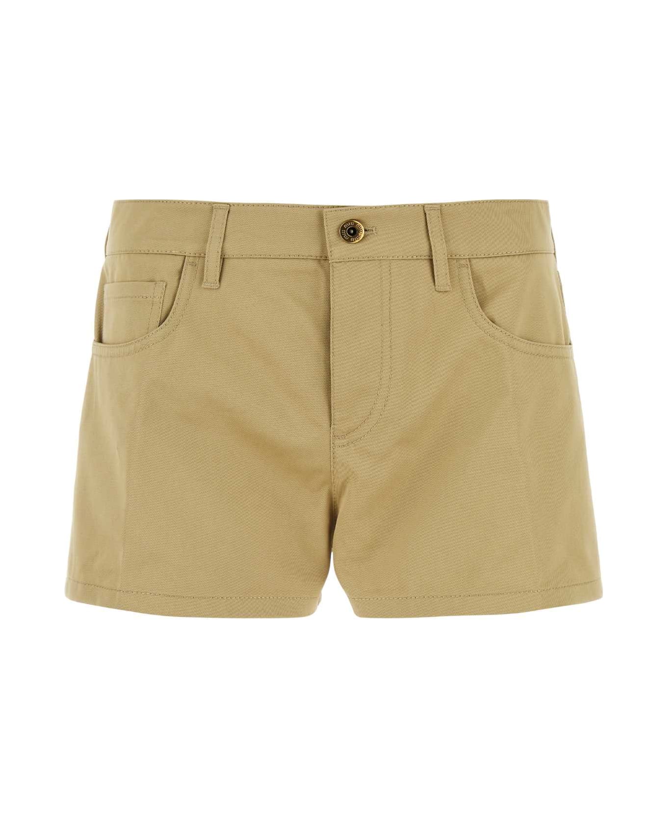 Miu Miu Camel Cotton Shorts - CORDA