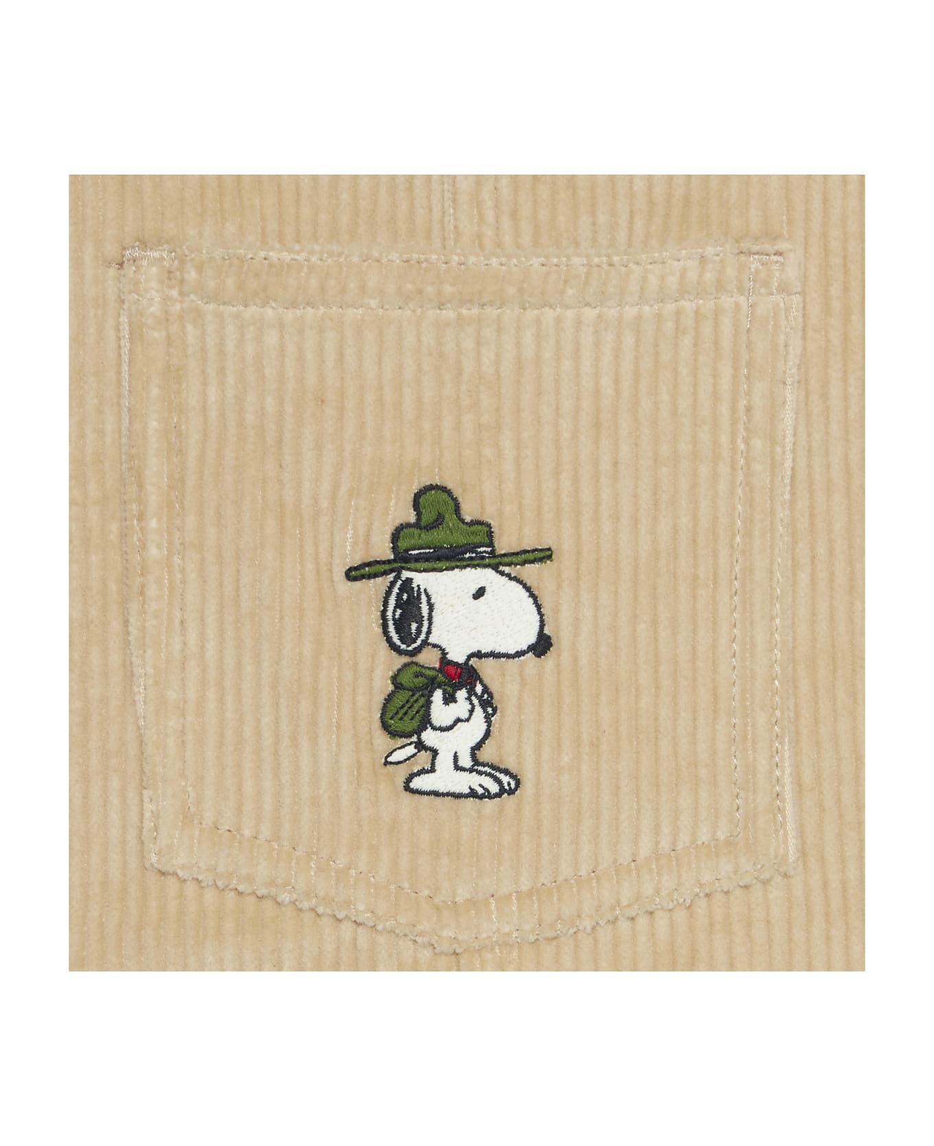 MC2 Saint Barth Boy Corduroy Salopette With Snoopy Patch | Snoopy Peanuts Special Edition - BROWN