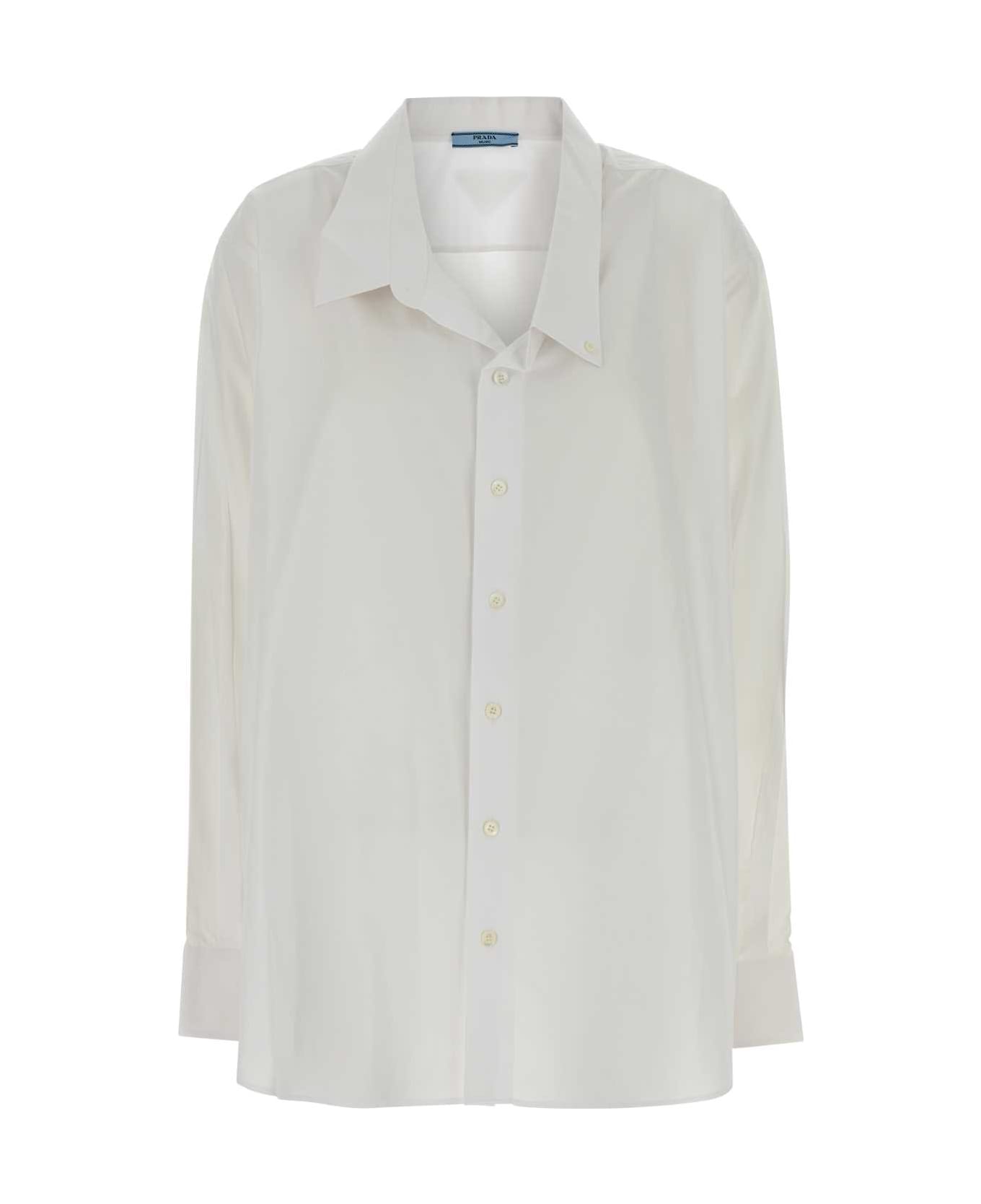 Prada White Poplin Oversize Shirt - BIANCO