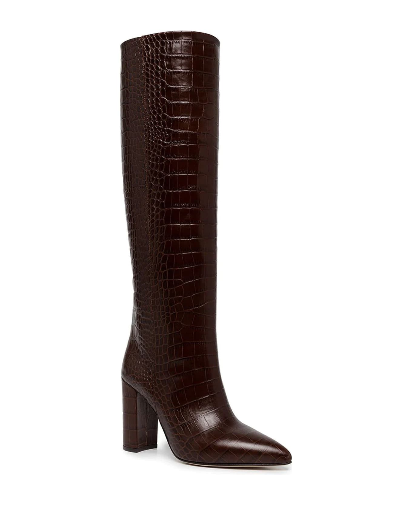Paris Texas Brown Leather High Boots - Marrone