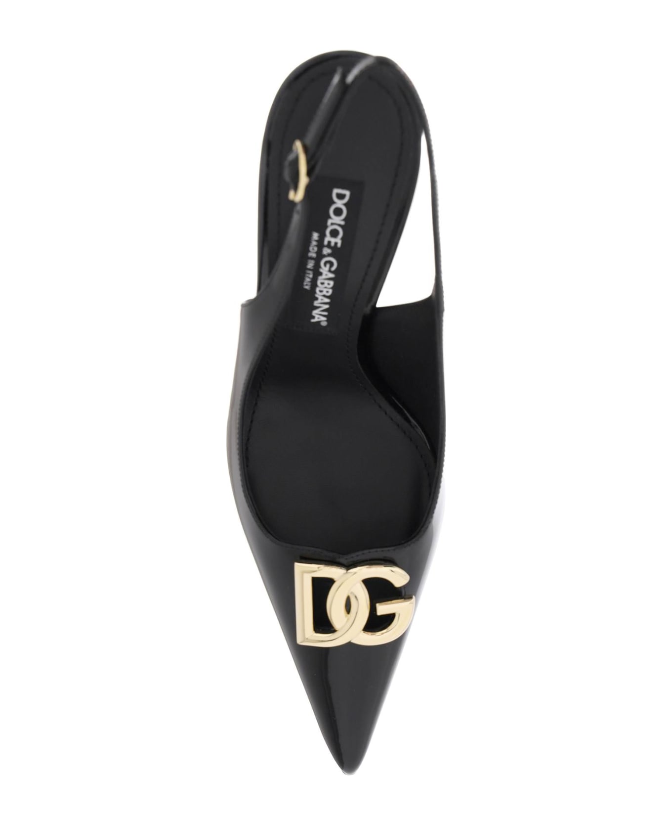 Dolce & Gabbana Glossy Leather Slingback Pumps - Black