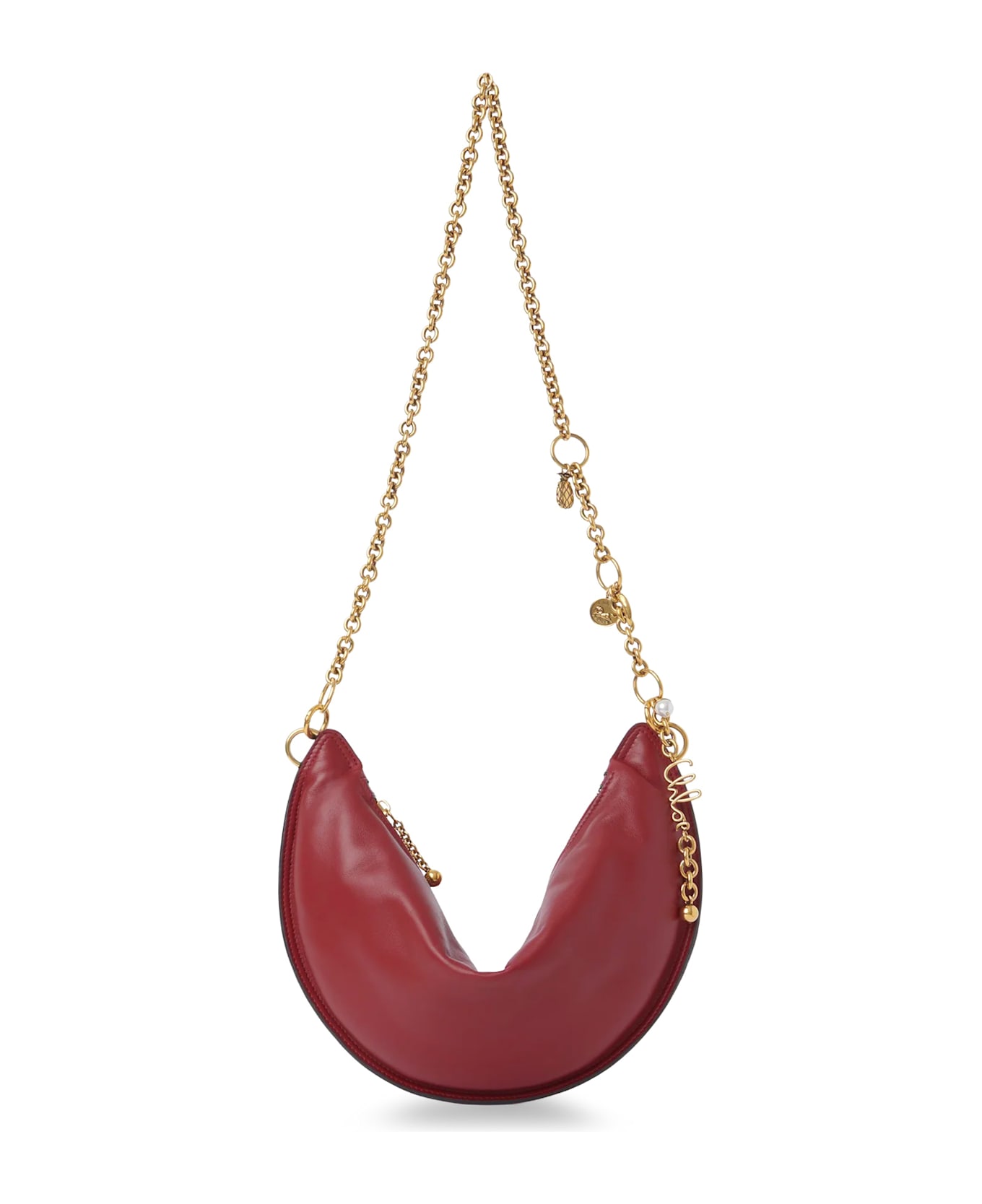 Chloé Halfmoon Leather Shoulder Bag - Vibrant Red
