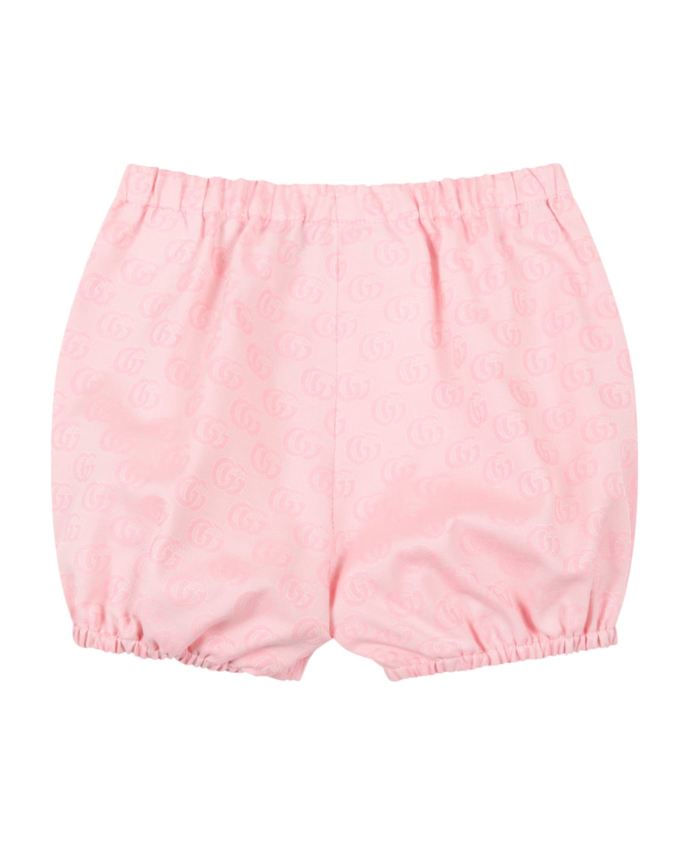 Gucci Pink Short For Baby Girl With Double Gg - Pink