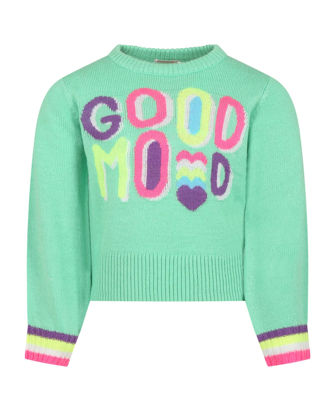 Billieblush Green Sweater For Girl - Green ニットウェア＆スウェットシャツ