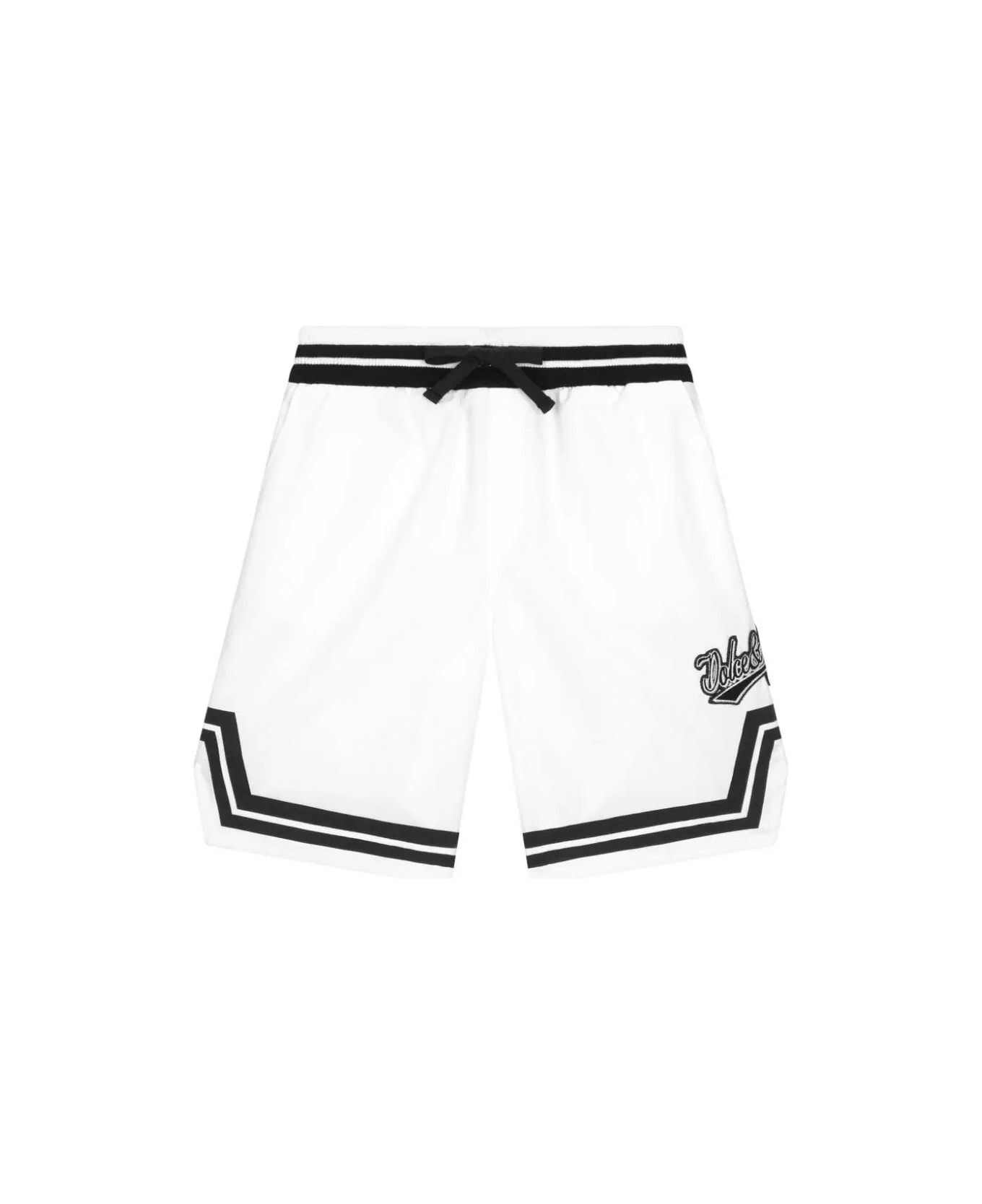 Dolce & Gabbana White Shorts With Patch Decorations - White