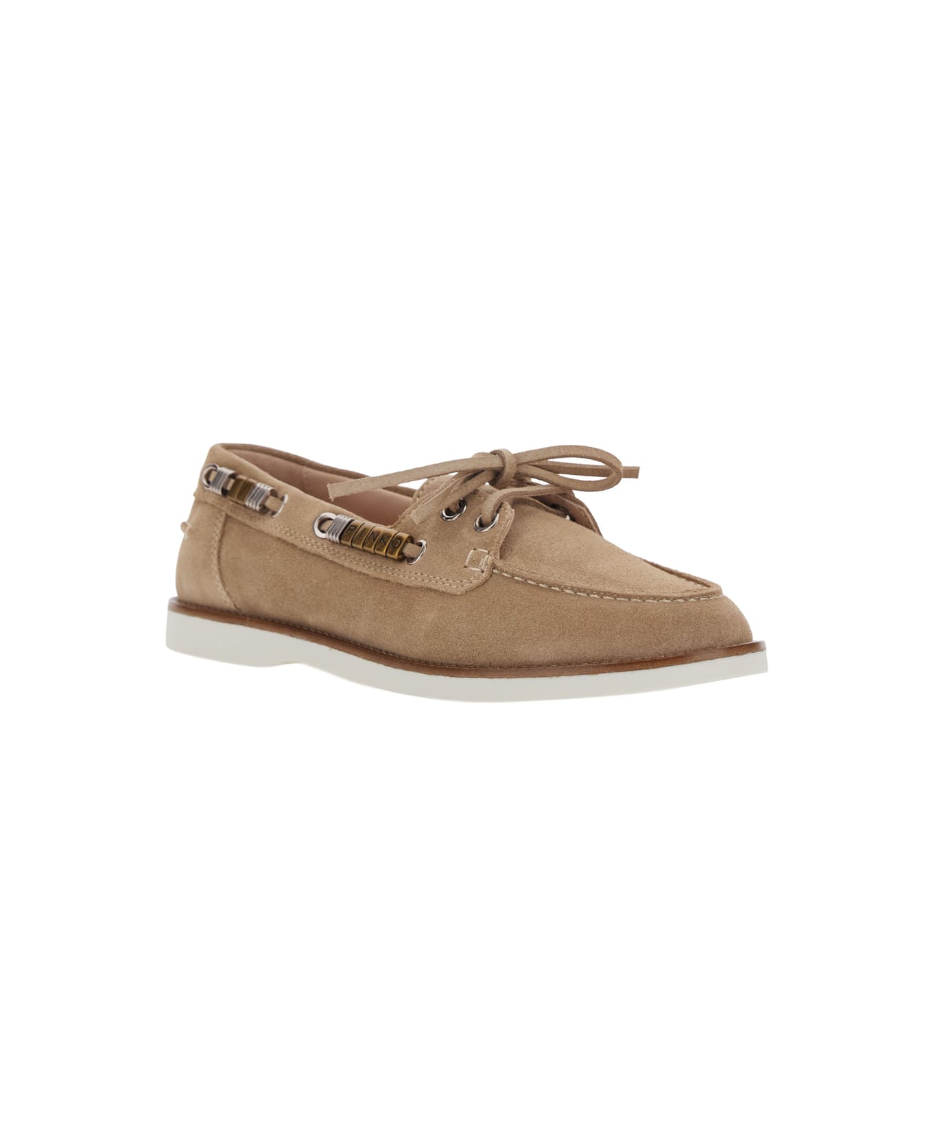 Pinko 'grace' Beige Loafers With Side Laces And Logo Details In Suede Woman - Beige