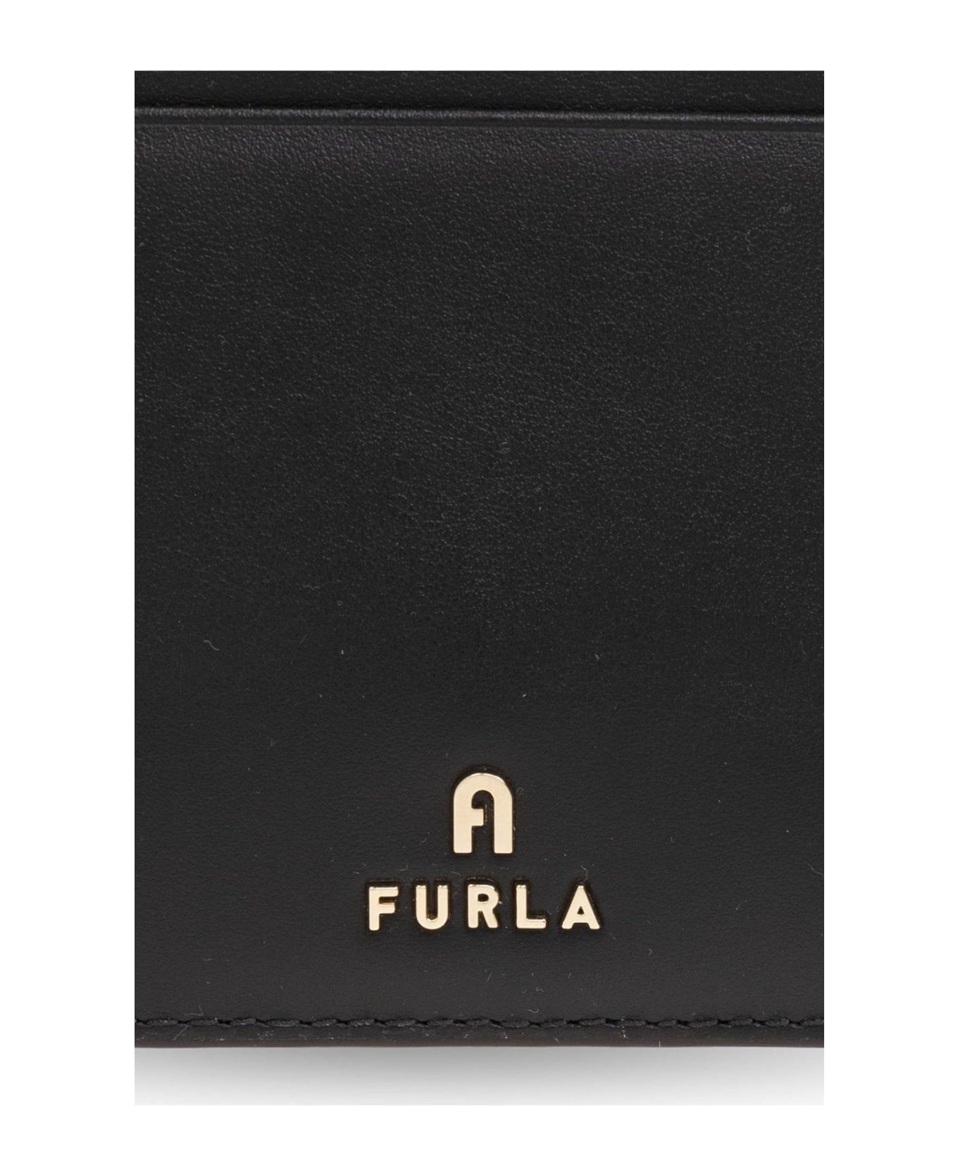 Furla Camelia Logo Lettering Large Card Holder - Black