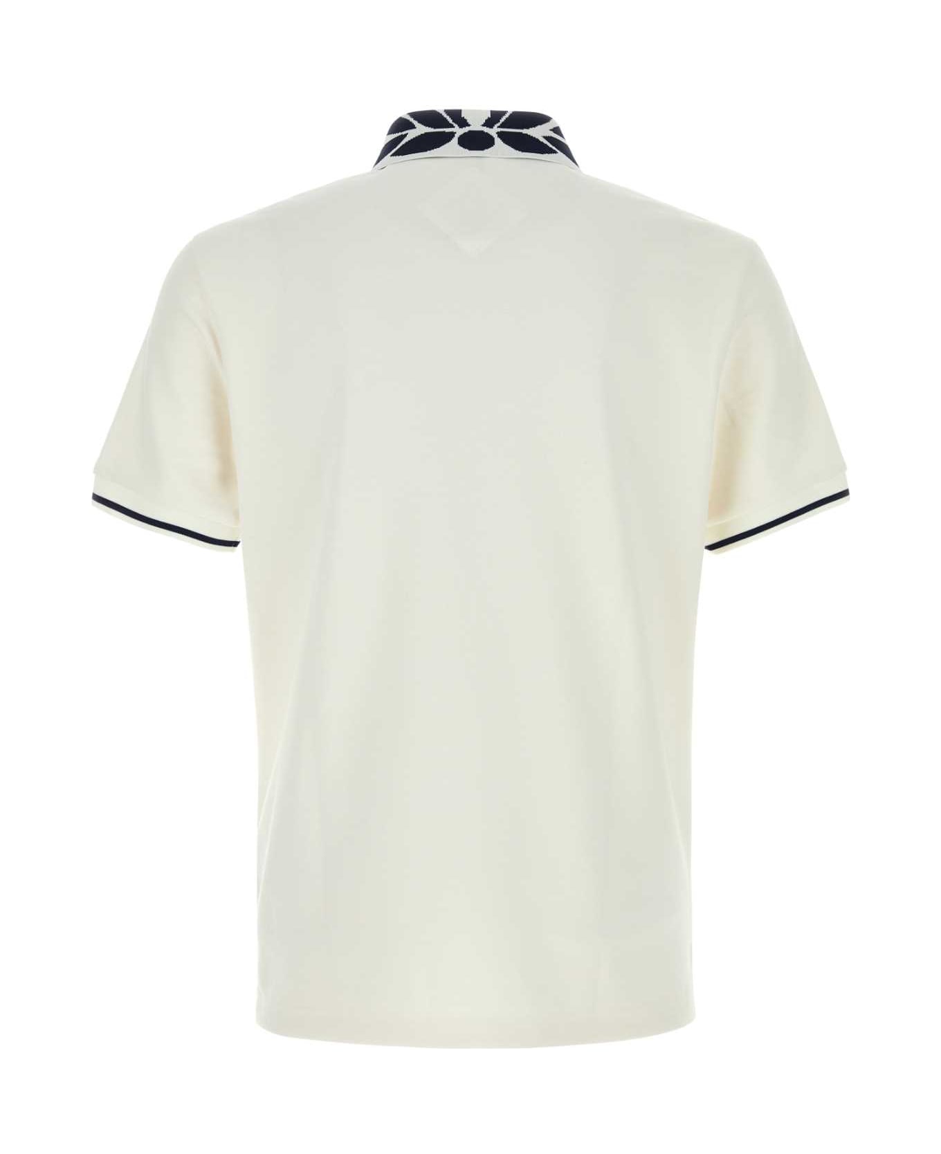 MCM White Stretch Piquet Polo Shirt - OFFWHITE