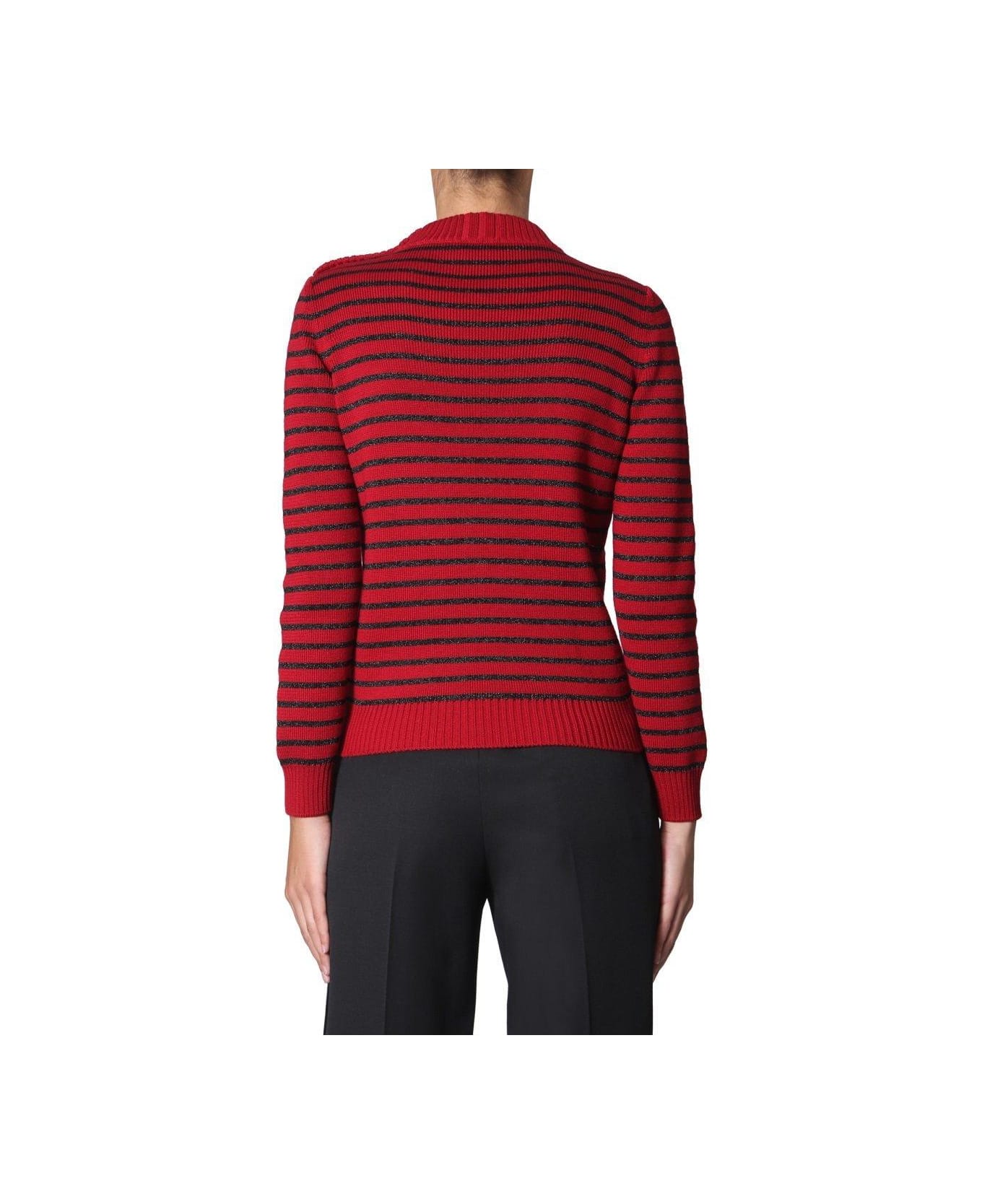 Saint Laurent Striped Knit Sweater - RED
