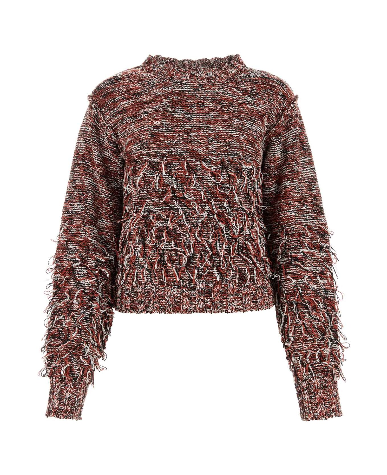 Durazzi Milano Embroidered Cotton Blend Sweater - BRICKRED