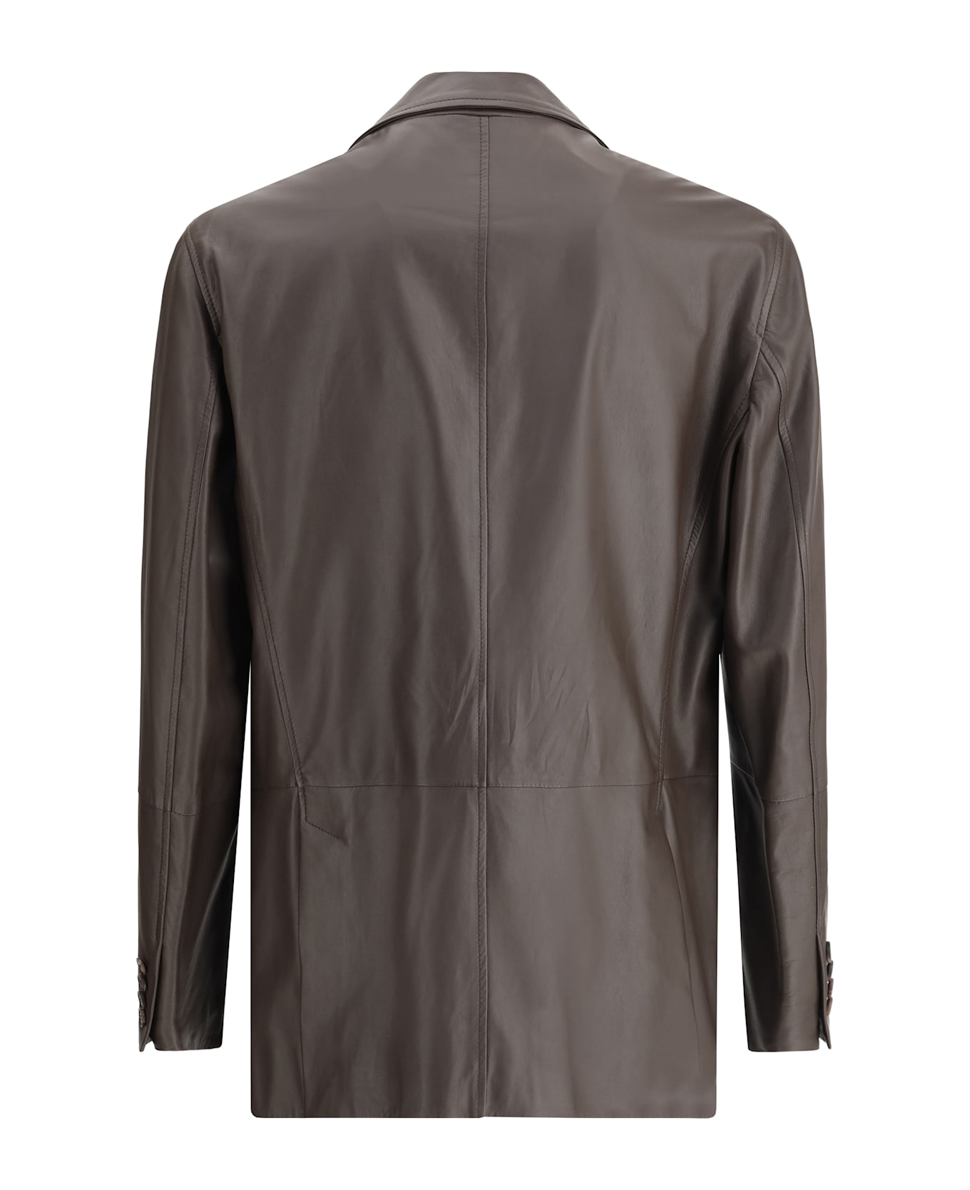 Brunello Cucinelli Leather Jacket - Testa Di Moro