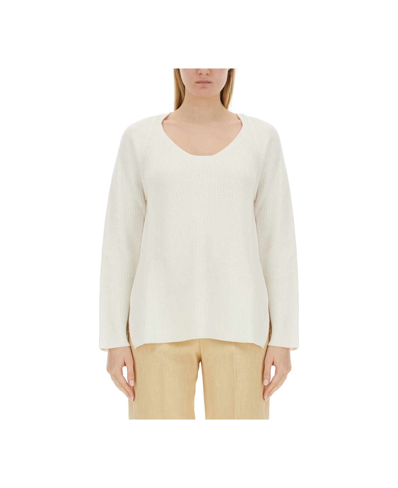 Fabiana Filippi V-neck Sweater - WHITE ニットウェア