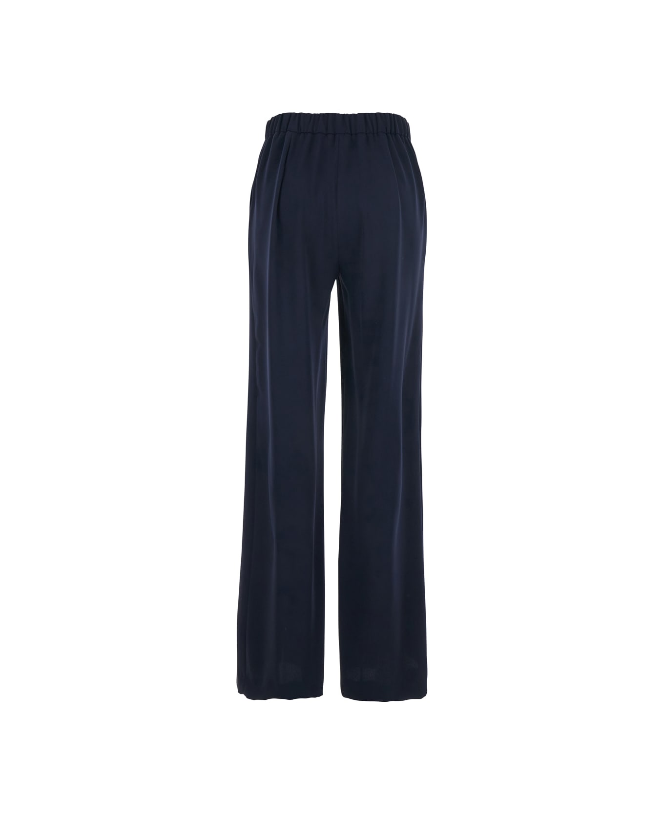 Parosh Blue Pants With Elastic Waist And Wide Leg In Fabric Woman - Blu ボトムス