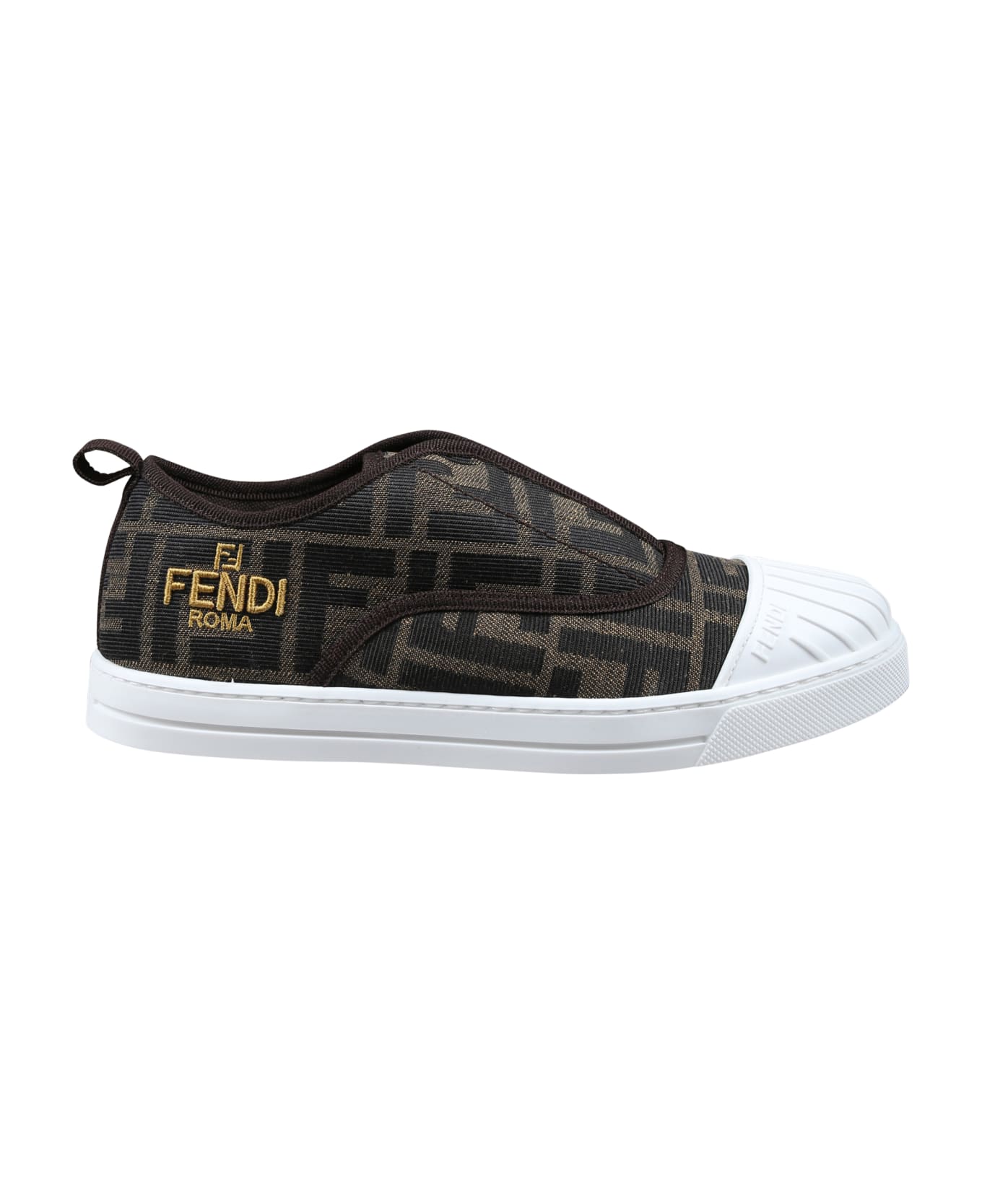 Fendi Sneakers For Kids With All-over Ff Logo - Brown