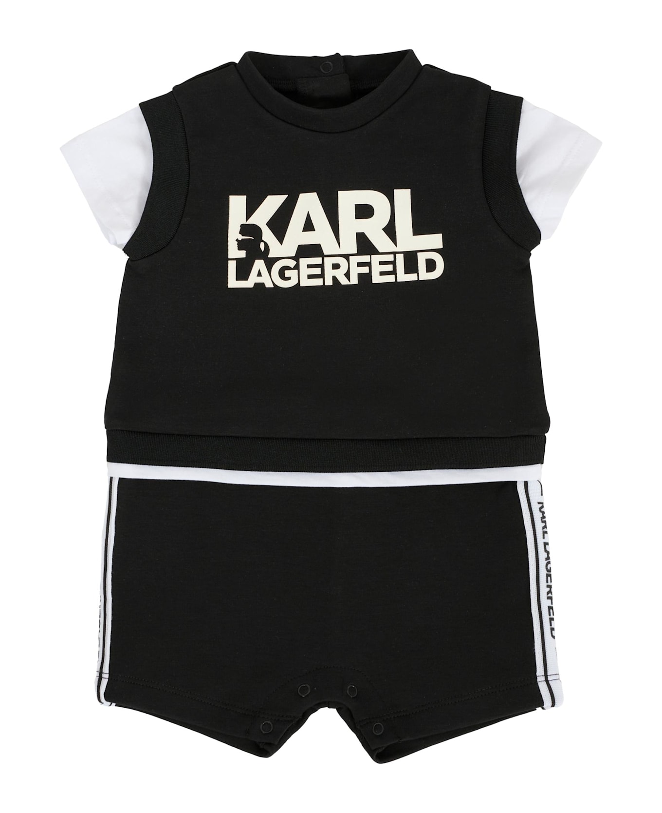 Karl Lagerfeld Kids Black Romper For Baby Boy With Logo - Black