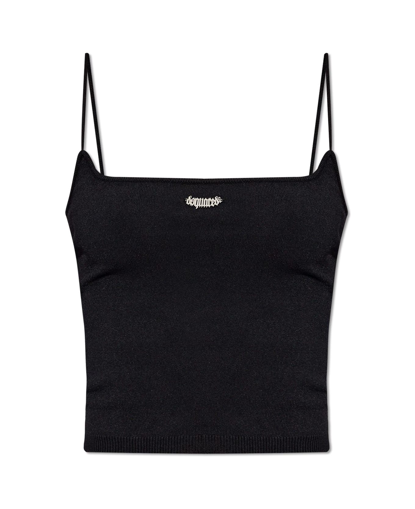 Dsquared2 Cropped Top With Logo - BLACK