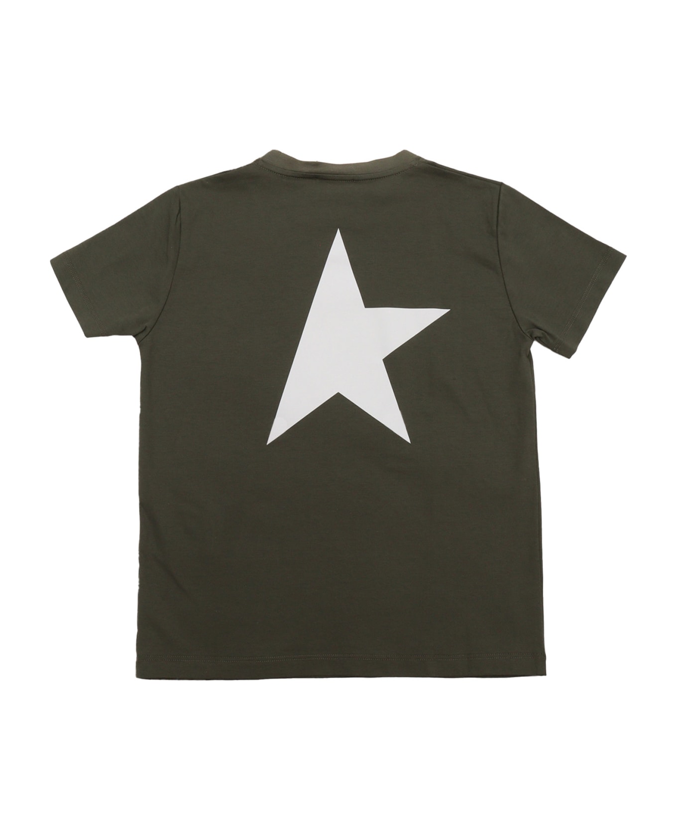 Golden Goose Star/ Boy's T-shirt S/s Logo/ Big Star Printed - GREEN