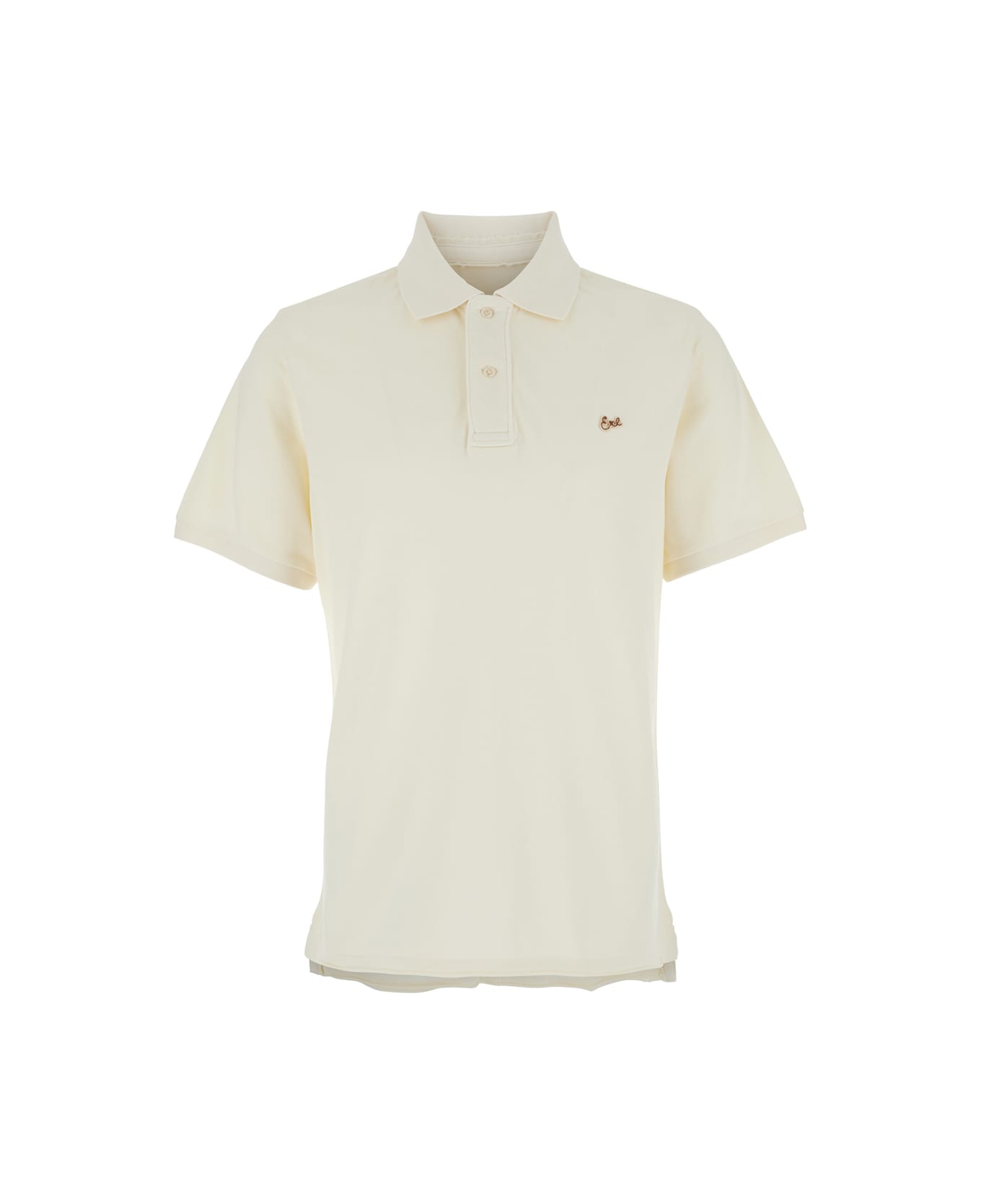 ERL White Polo With Classic Collar And Logo Lettering On The Front In Cotton Man - White