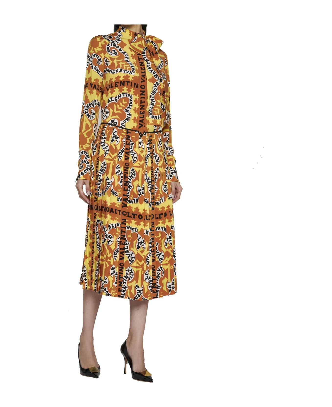 Valentino Bandana Print Silk Skirt - Orange スカート