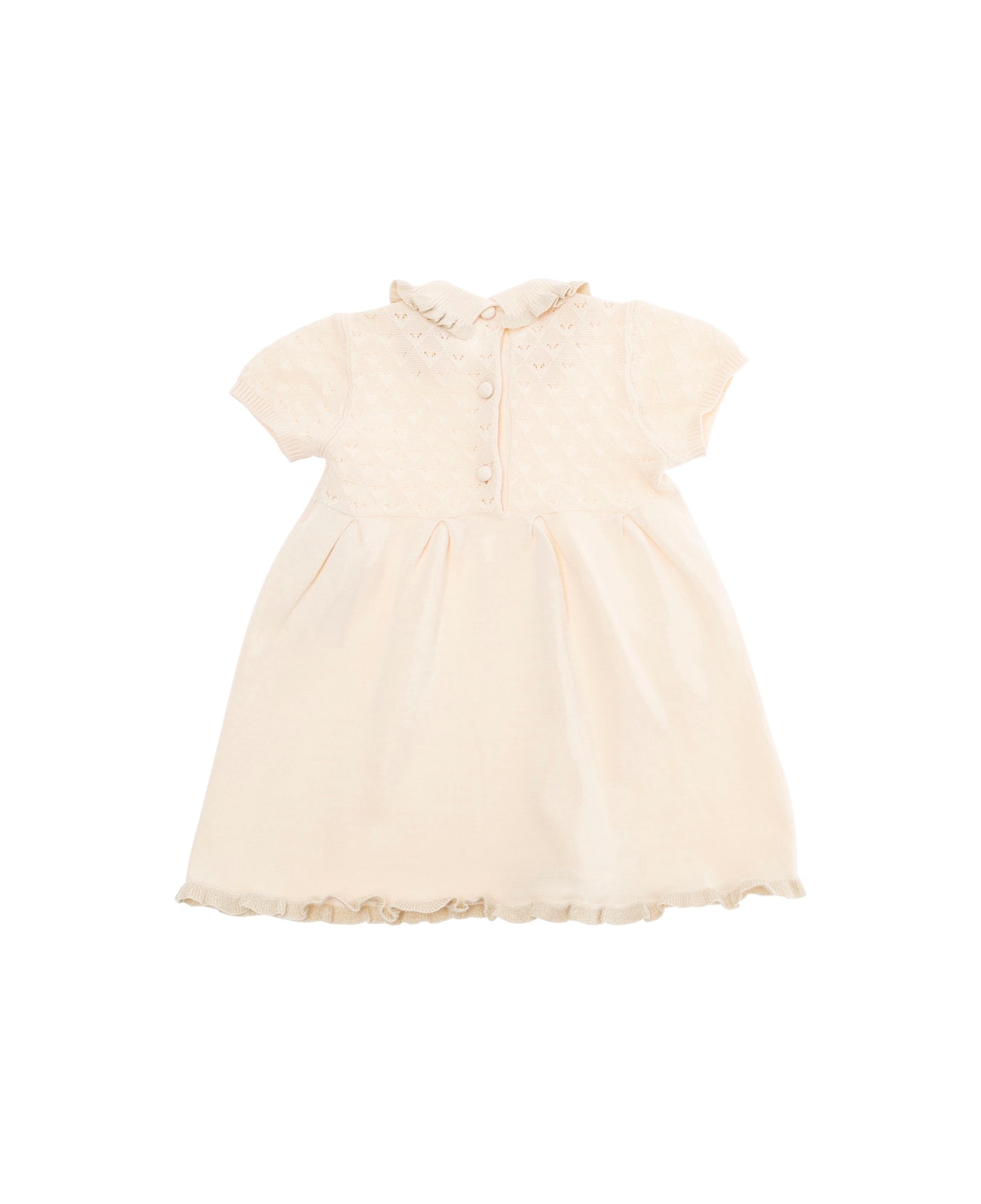 Emporio Armani Beige Dress With Spread Collar And Rear Button Closure In Cotton Baby - Beige