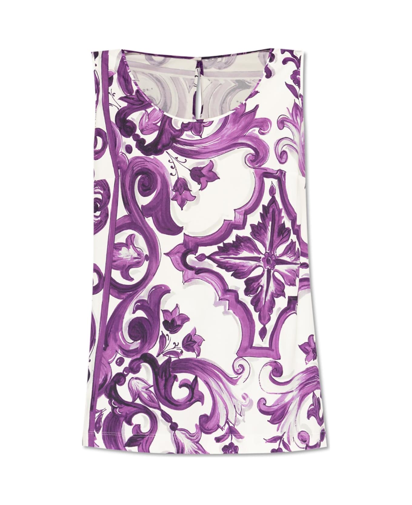 Dolce 
Gabbana Top With 
majolica
 Print - Purple
