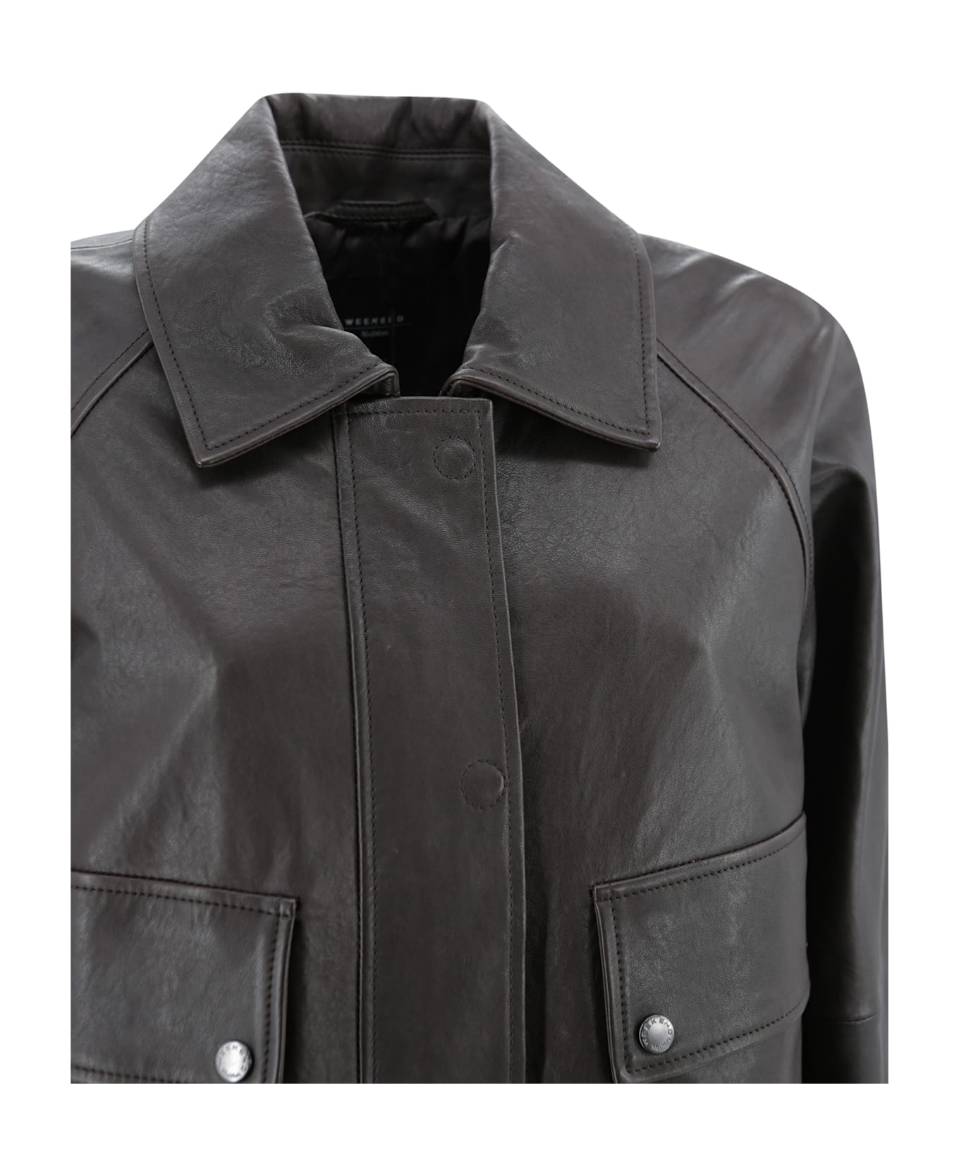 Weekend Max Mara Lambskin Leather Jacket - Ebony