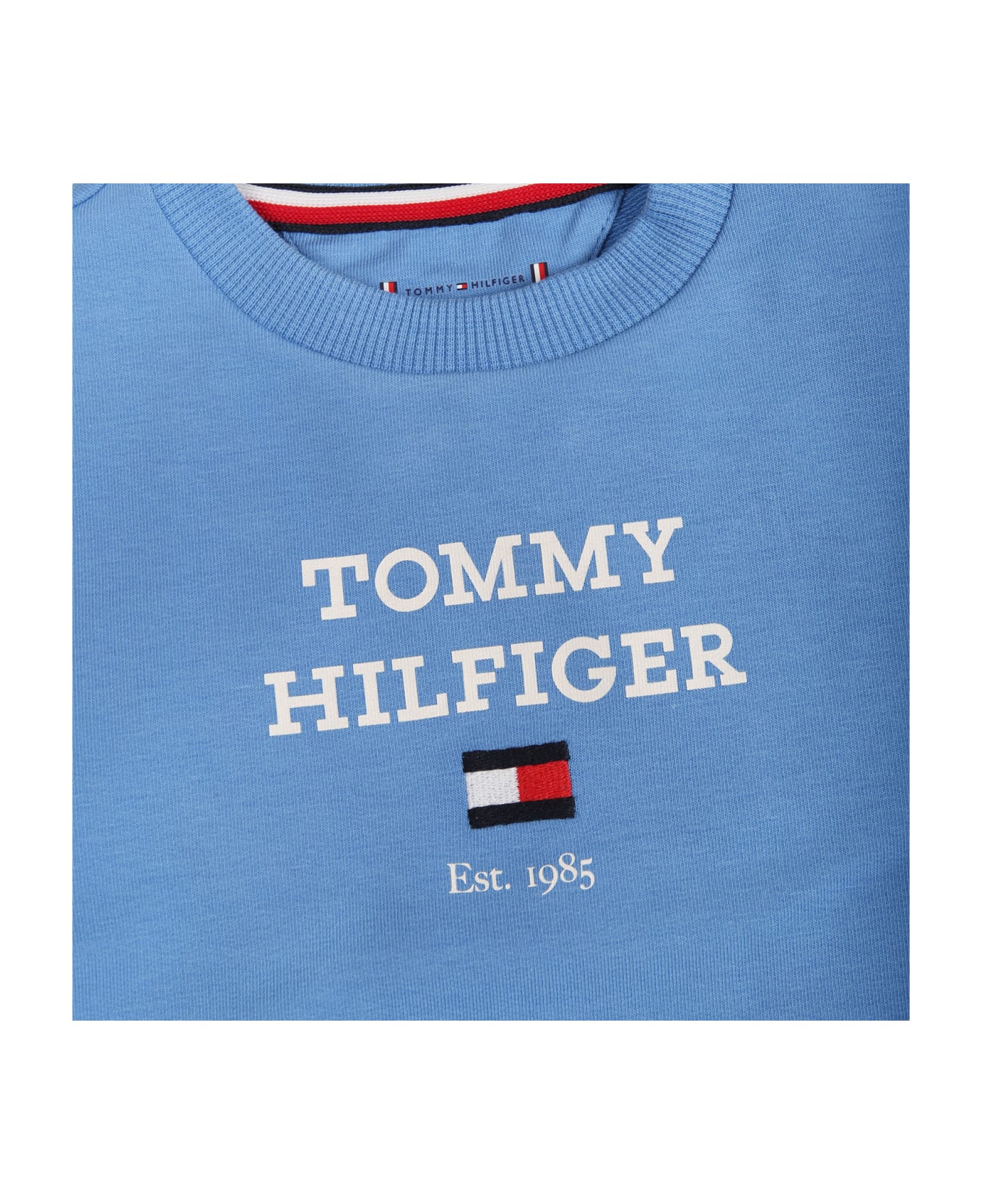 Tommy Hilfiger Light Blue Set For Baby Boy With Logo - Light Blue ボトムス