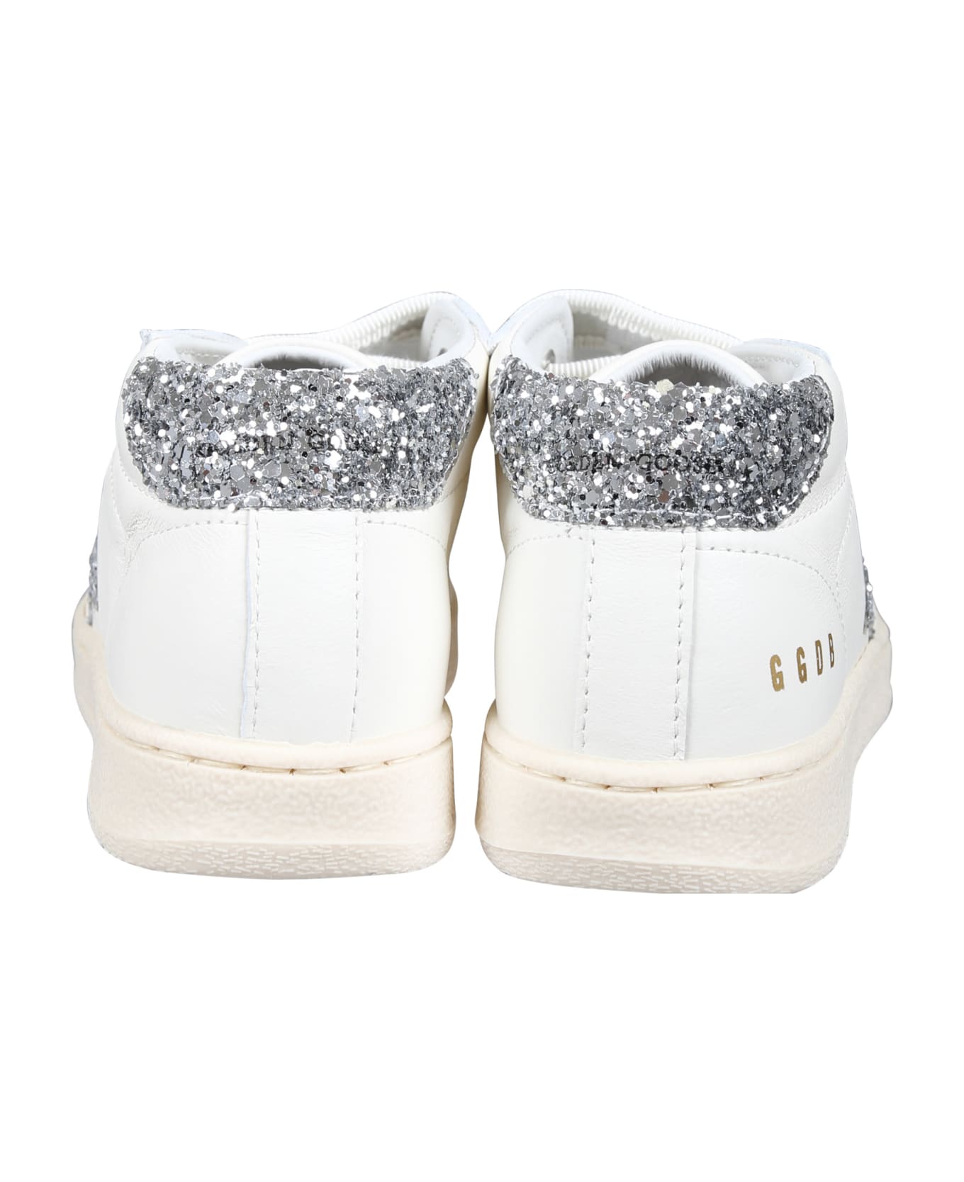 Golden Goose White June Ballstar High Sneakers For Girl With Logo - Optic White/Silver