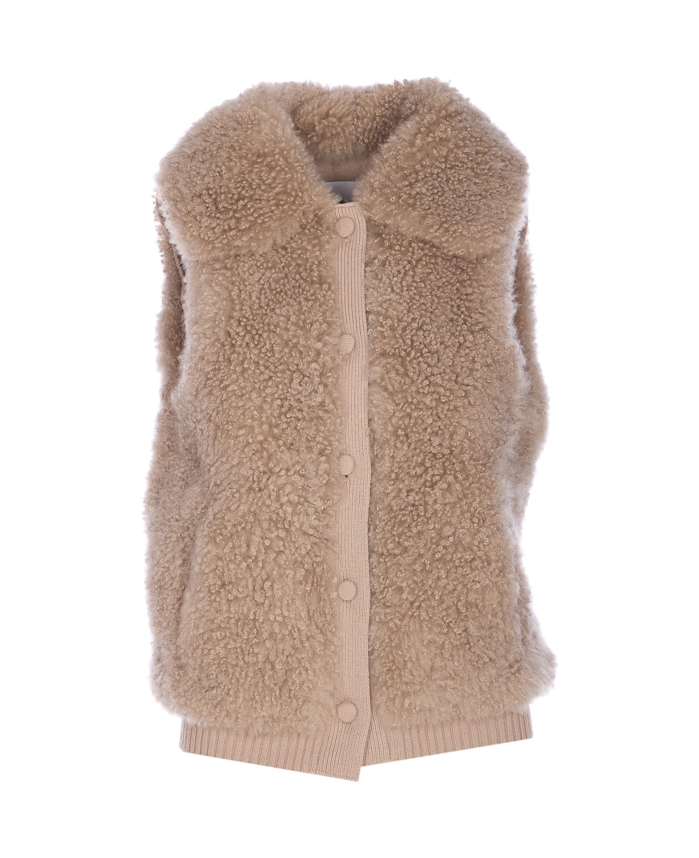Yves Salomon Lamb Leather Vest - Beige